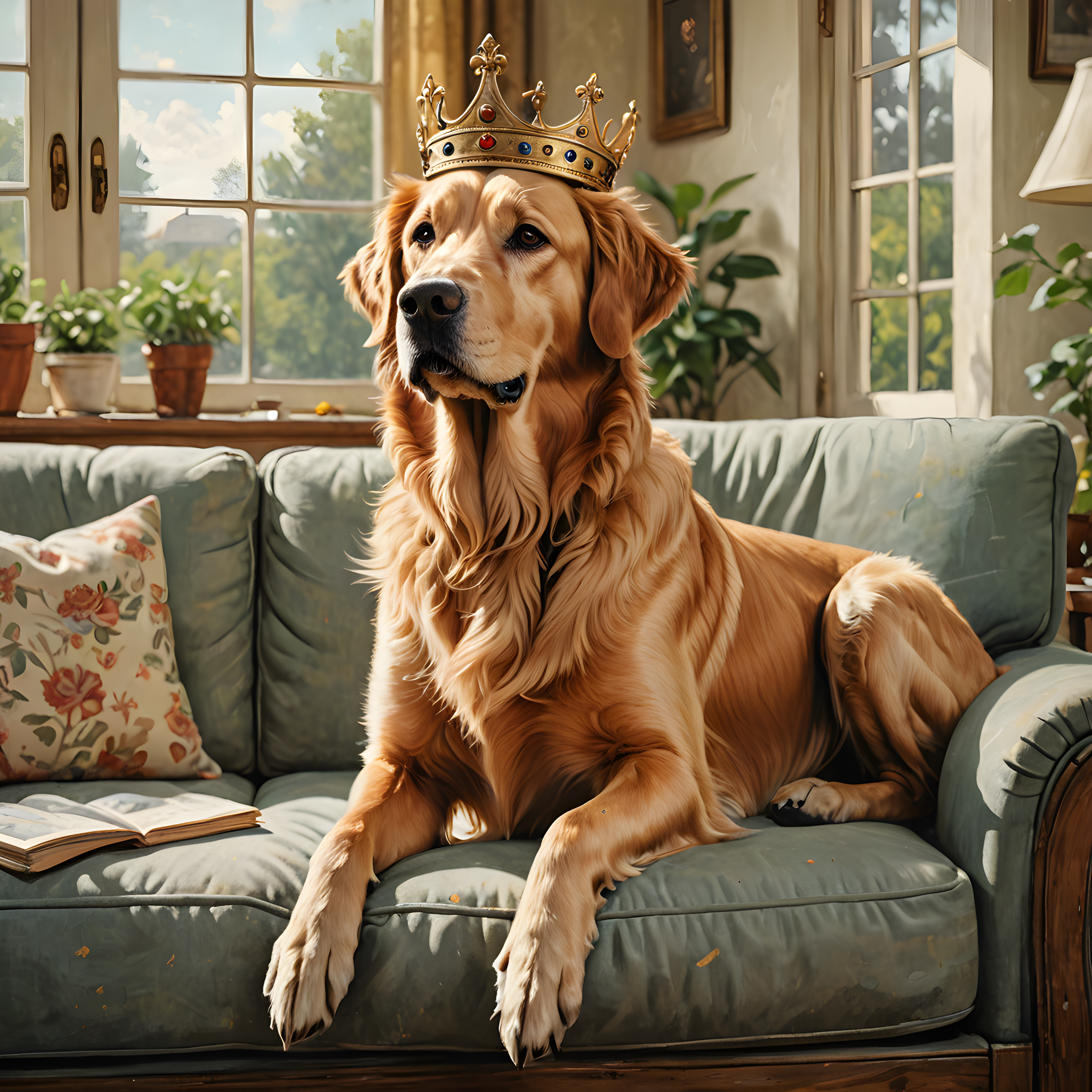Crowned Retriever — Vintage Poster (Lifestyle)