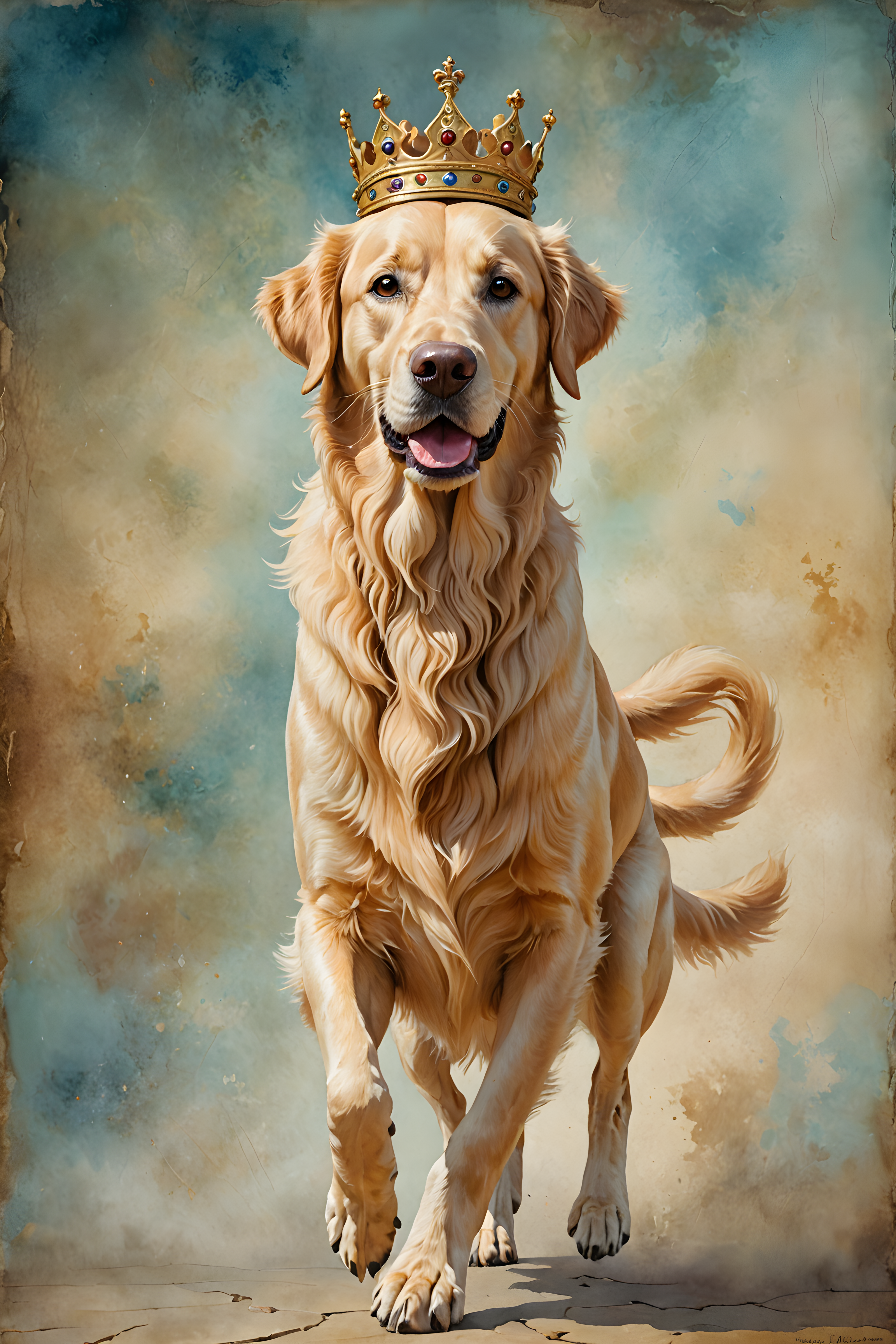 Crowned Retriever — Watercolor (Fantasy)