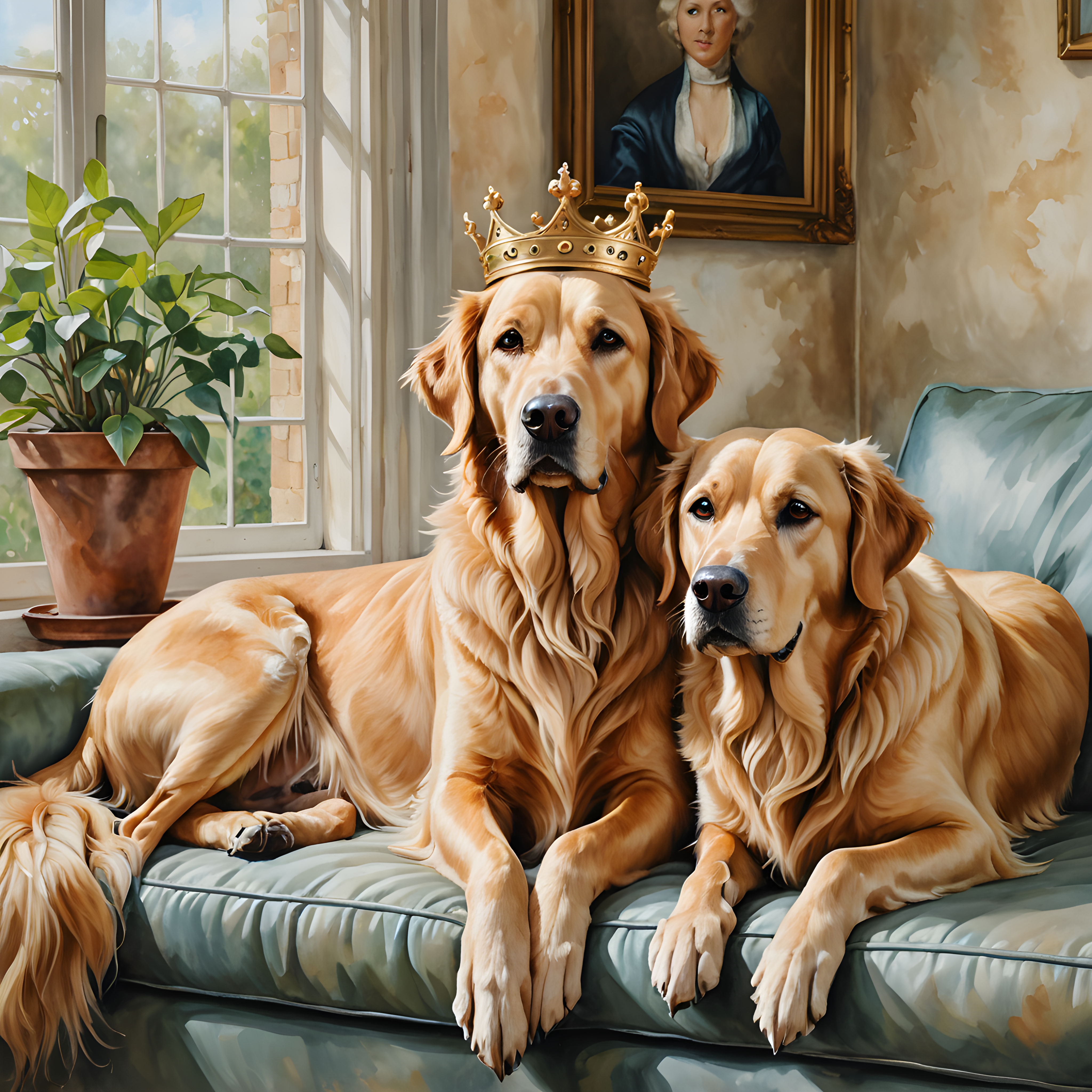 Crowned Retriever — Watercolor (Lifestyle)