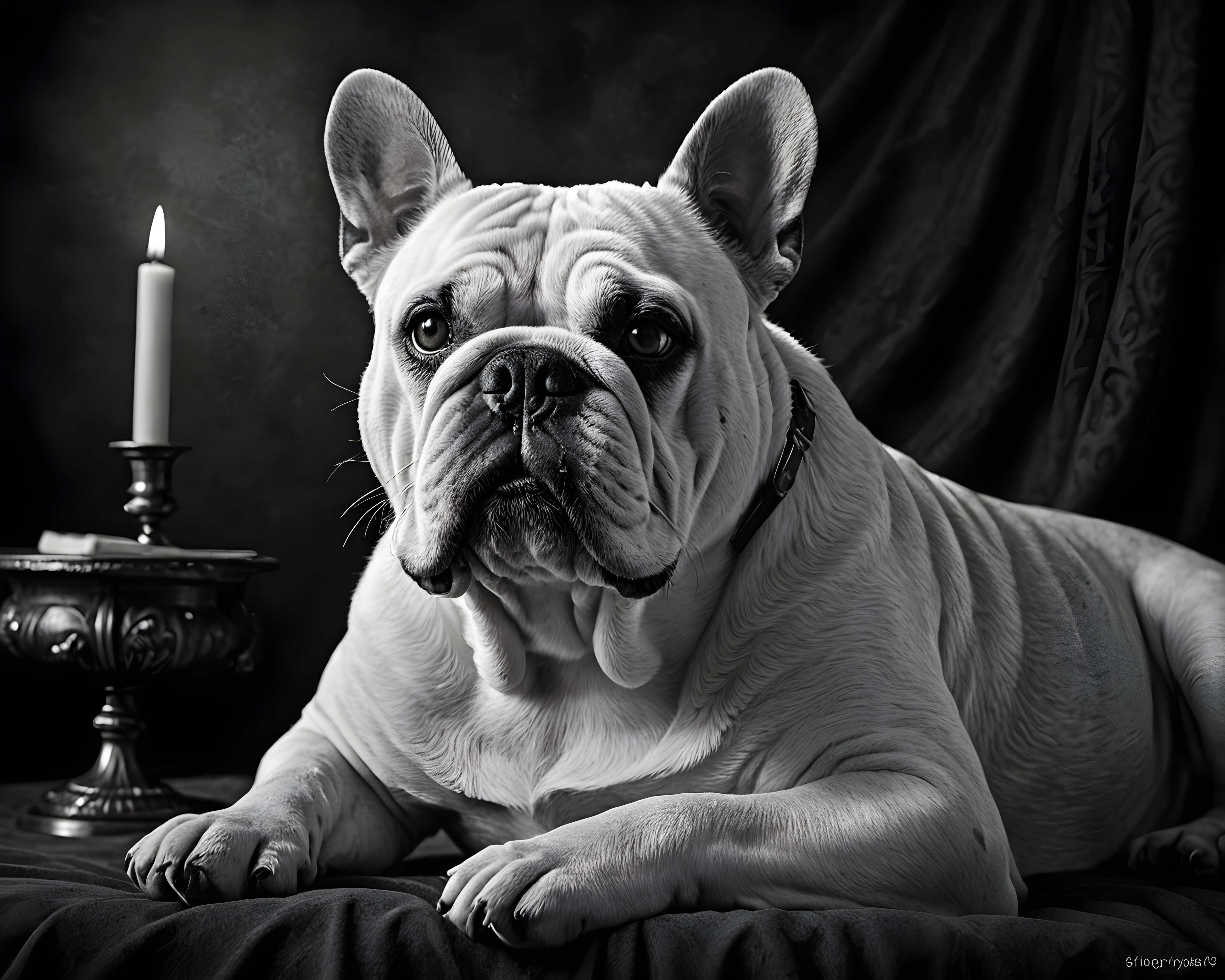 Duke Bulldog — Black & White (Sleepy)