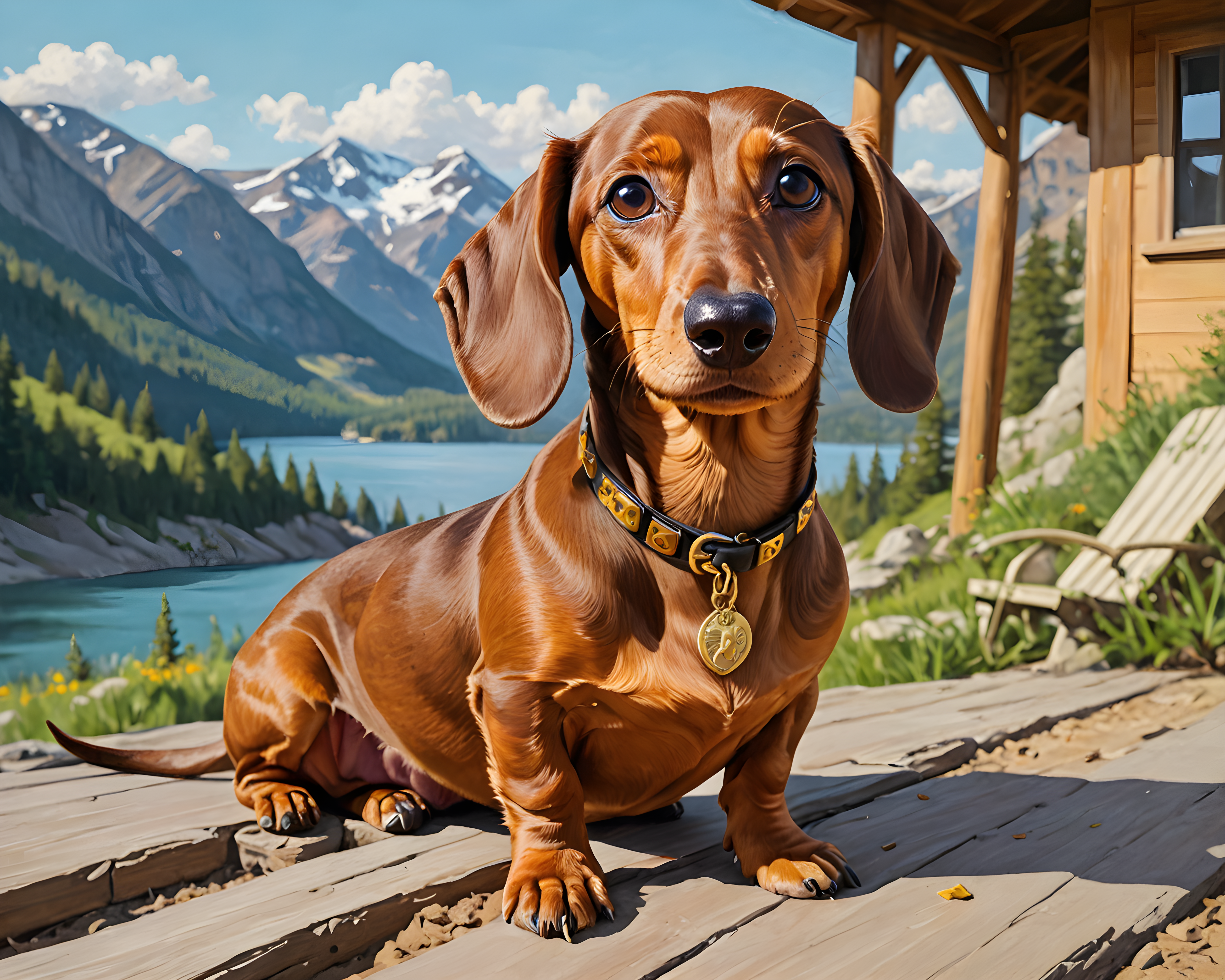 Gold Collared Dachshund — Funny (Aesthetic)