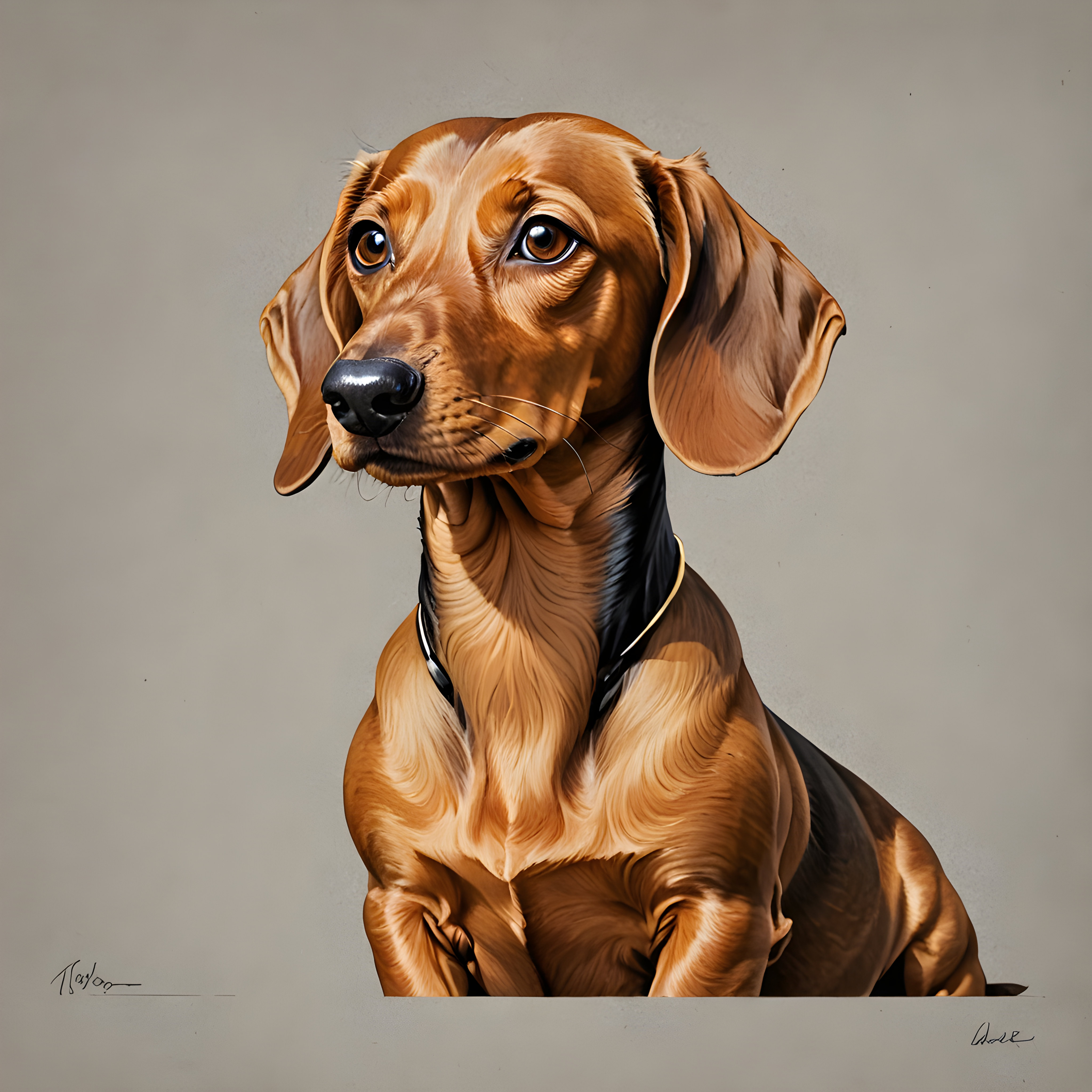 Gold Collared Dachshund — Minimalist Line Art (Aesthetic)
