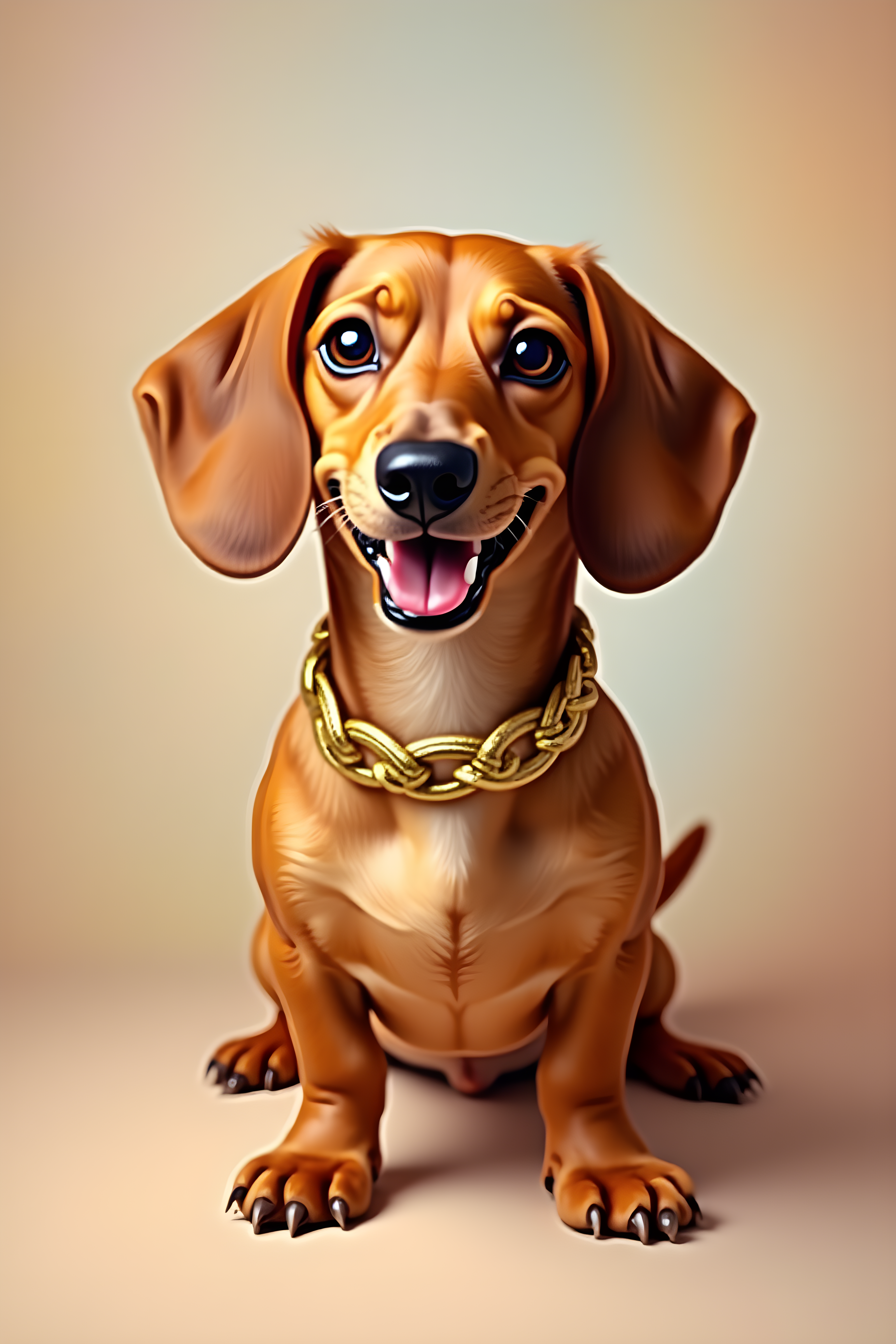 Gold Collared Dachshund — Modern Aesthetic (Happy)