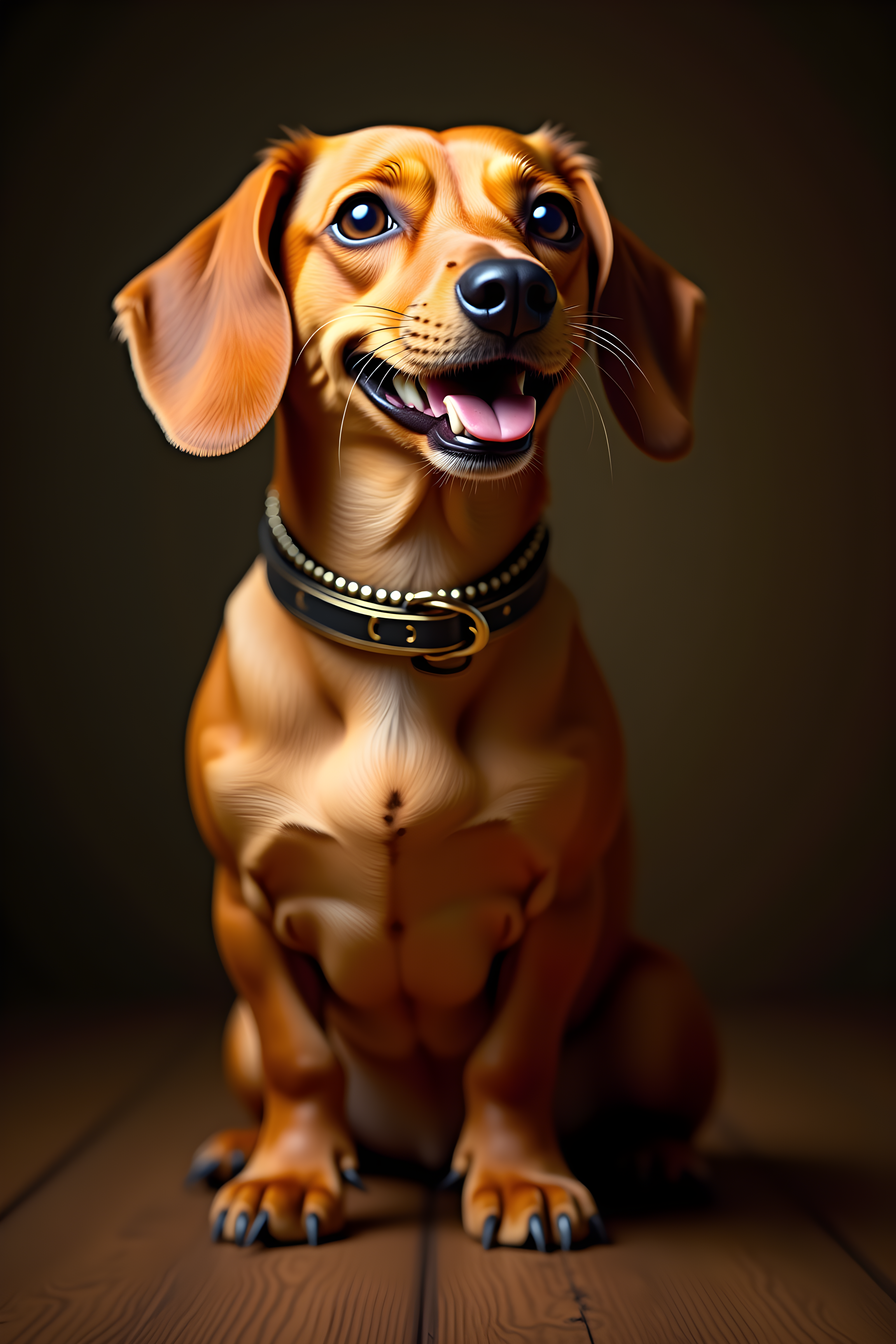 Gold Collared Dachshund — Realistic (Happy)