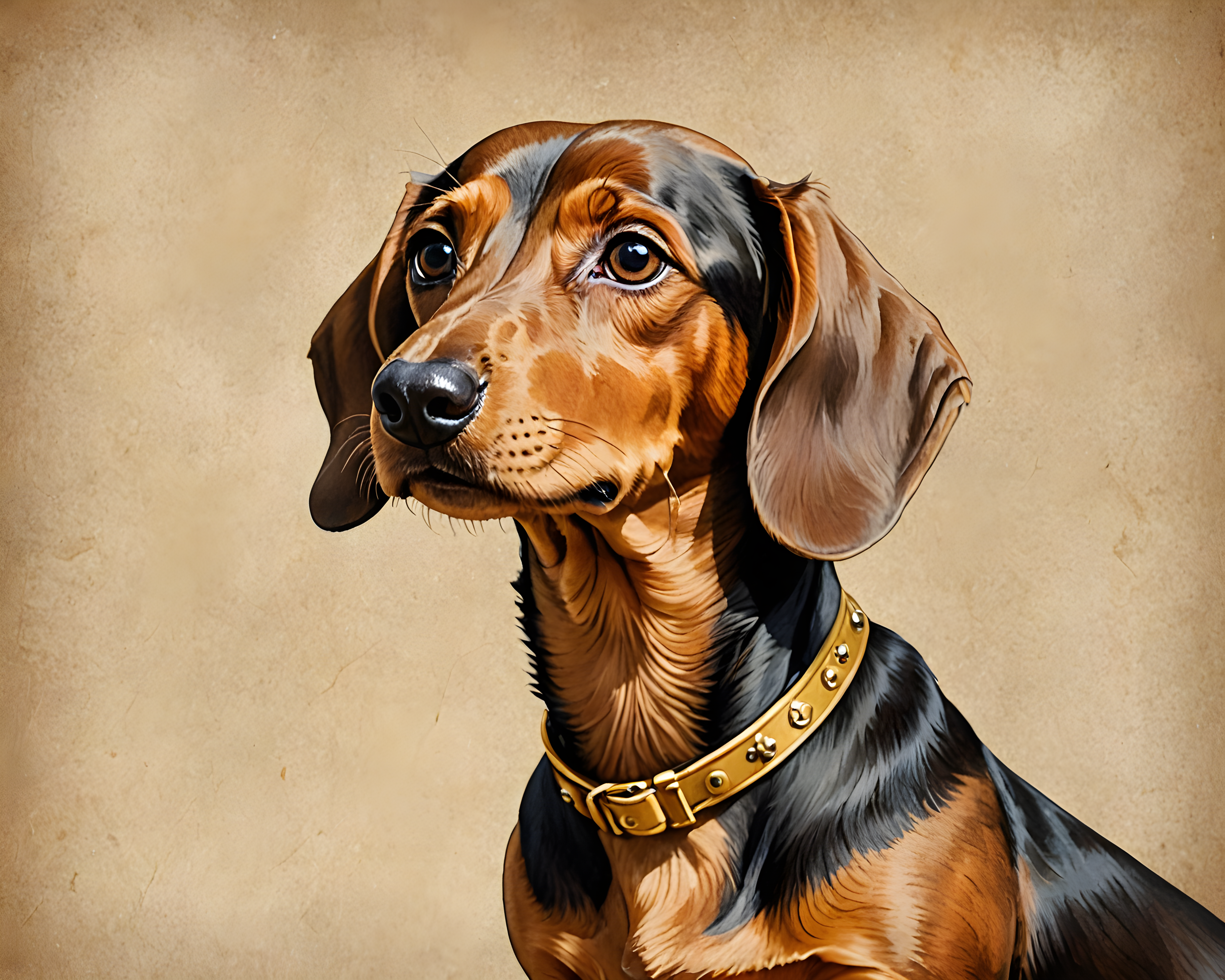 Gold Collared Dachshund — Retro (Cute)
