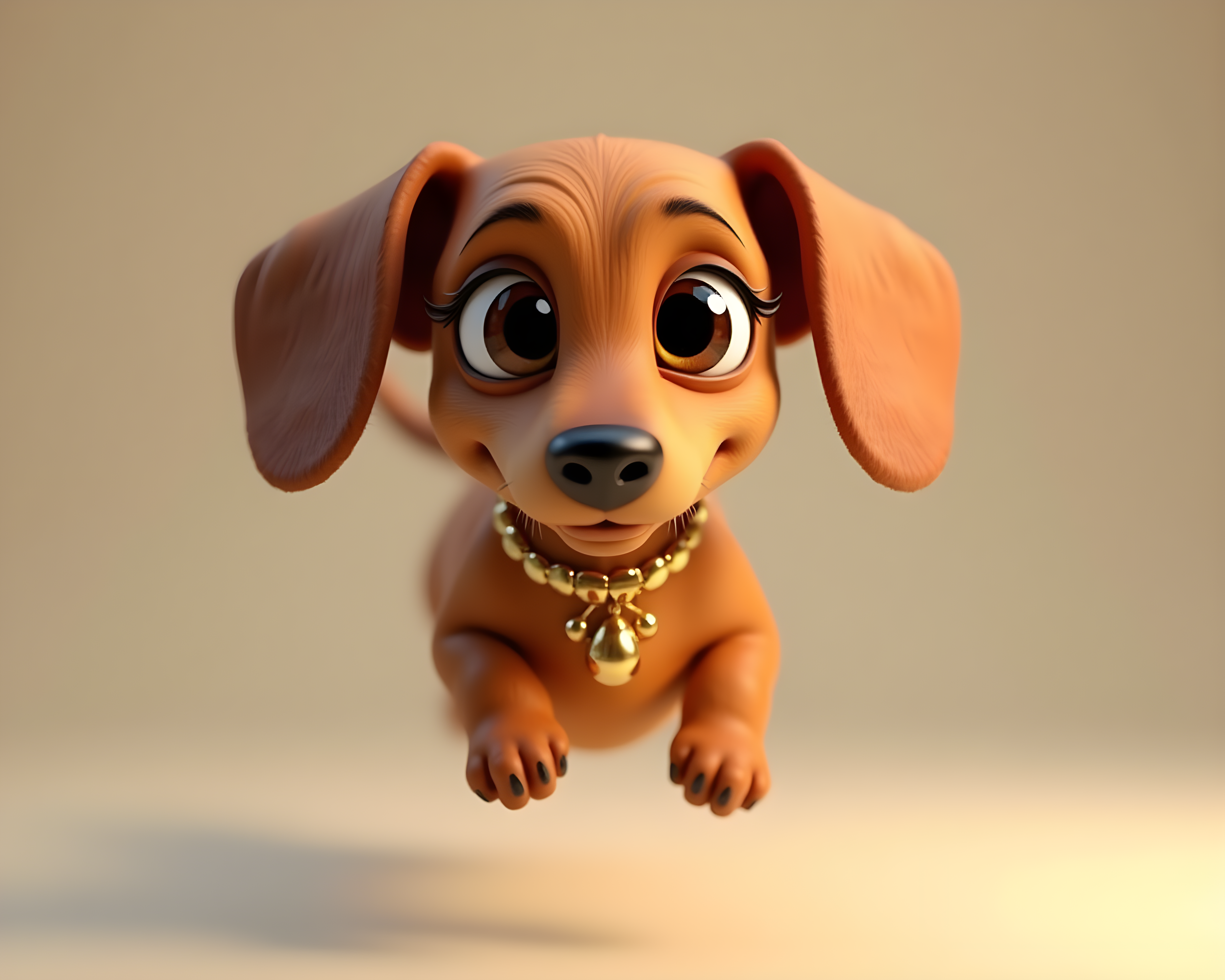 Gold Collared Dachshund — 3D Render (Cute)