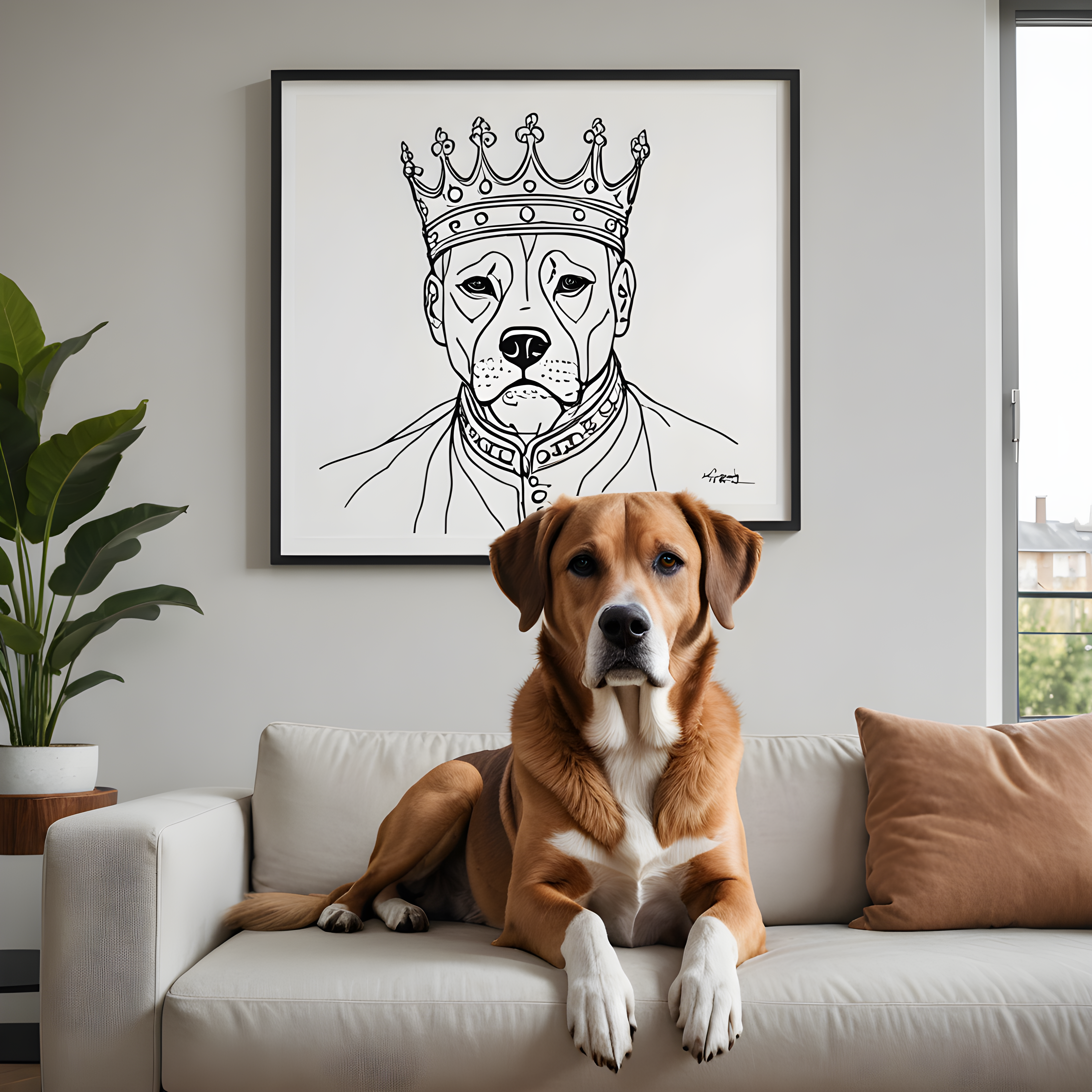King Dog — Minimalist Line Art (Lifestyle)