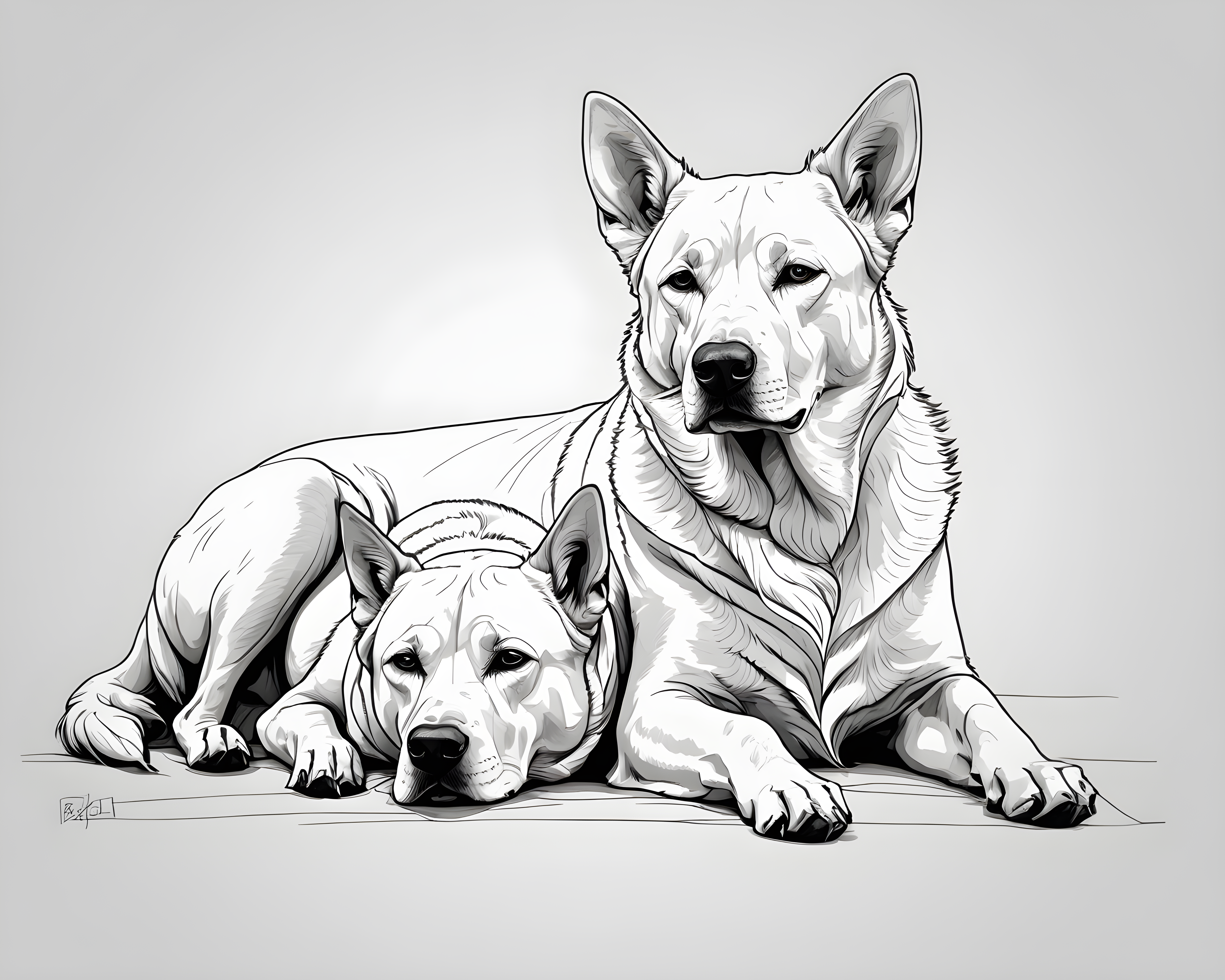 King Dog — Minimalist Line Art (Sleepy)