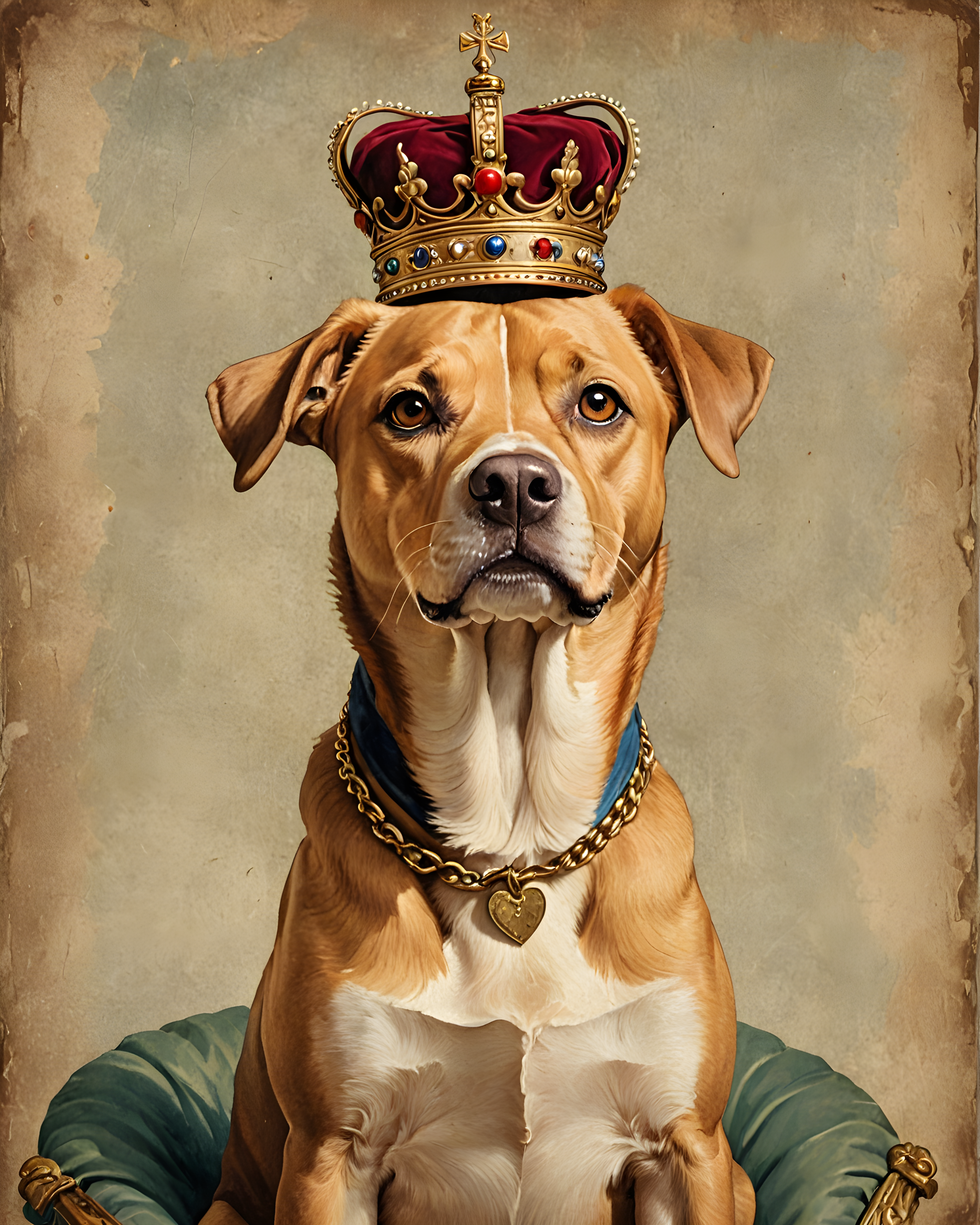 King Dog — Vintage Poster (Romantic) — Wall Art (Printable) — Portrait 4×5