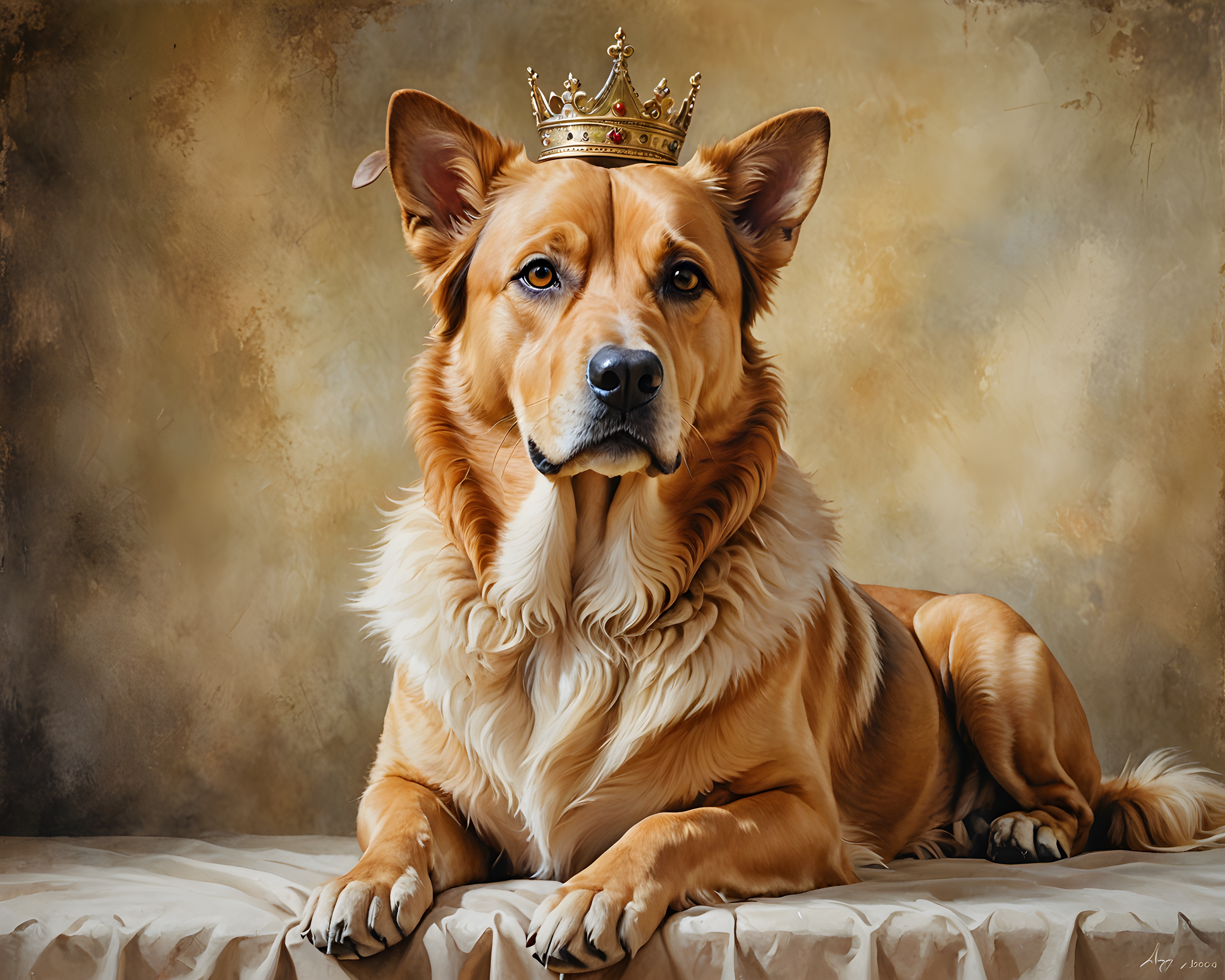 King Dog — Watercolor (Romantic)