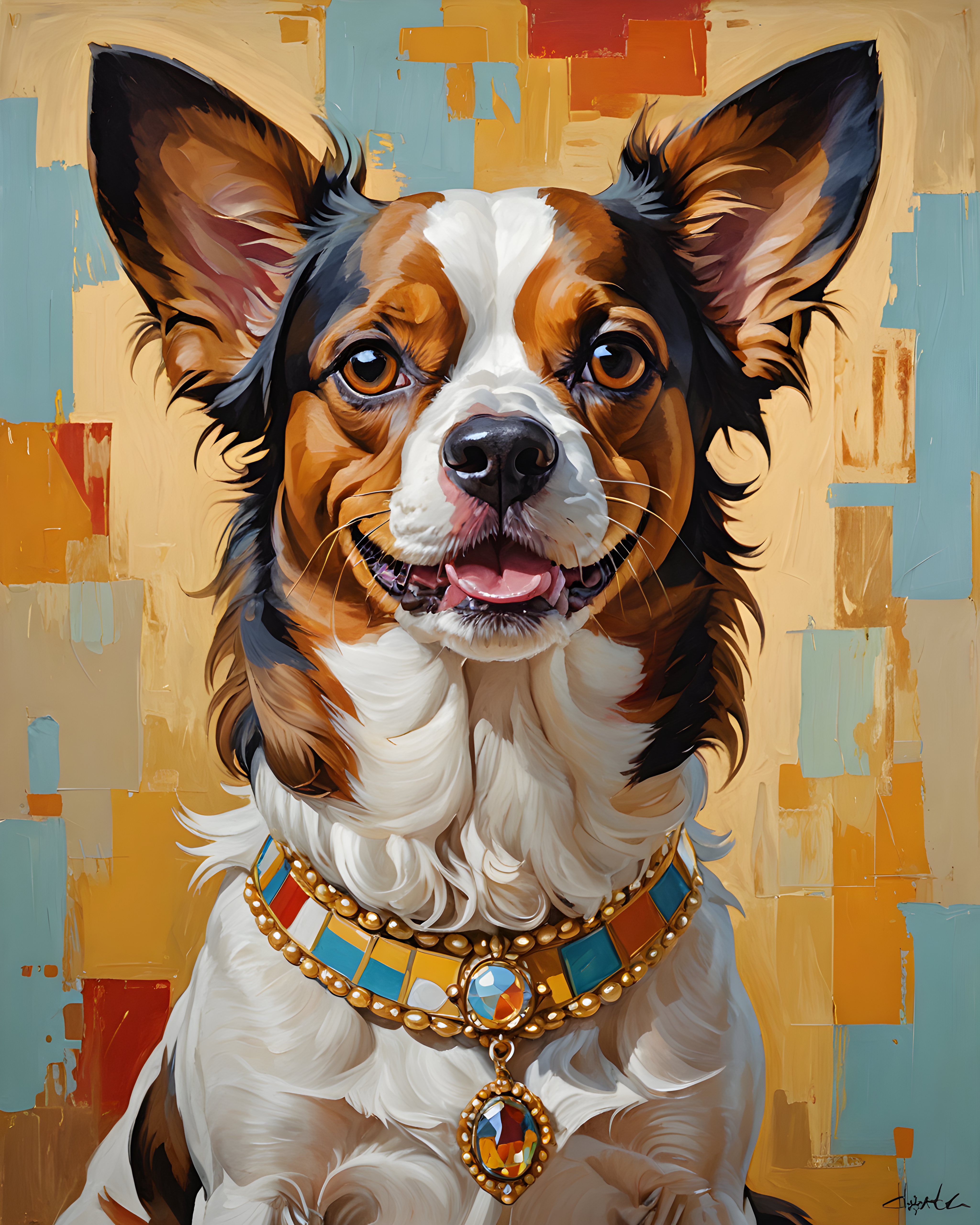 Pearl Adorned Cavalier — Abstract (Happy)