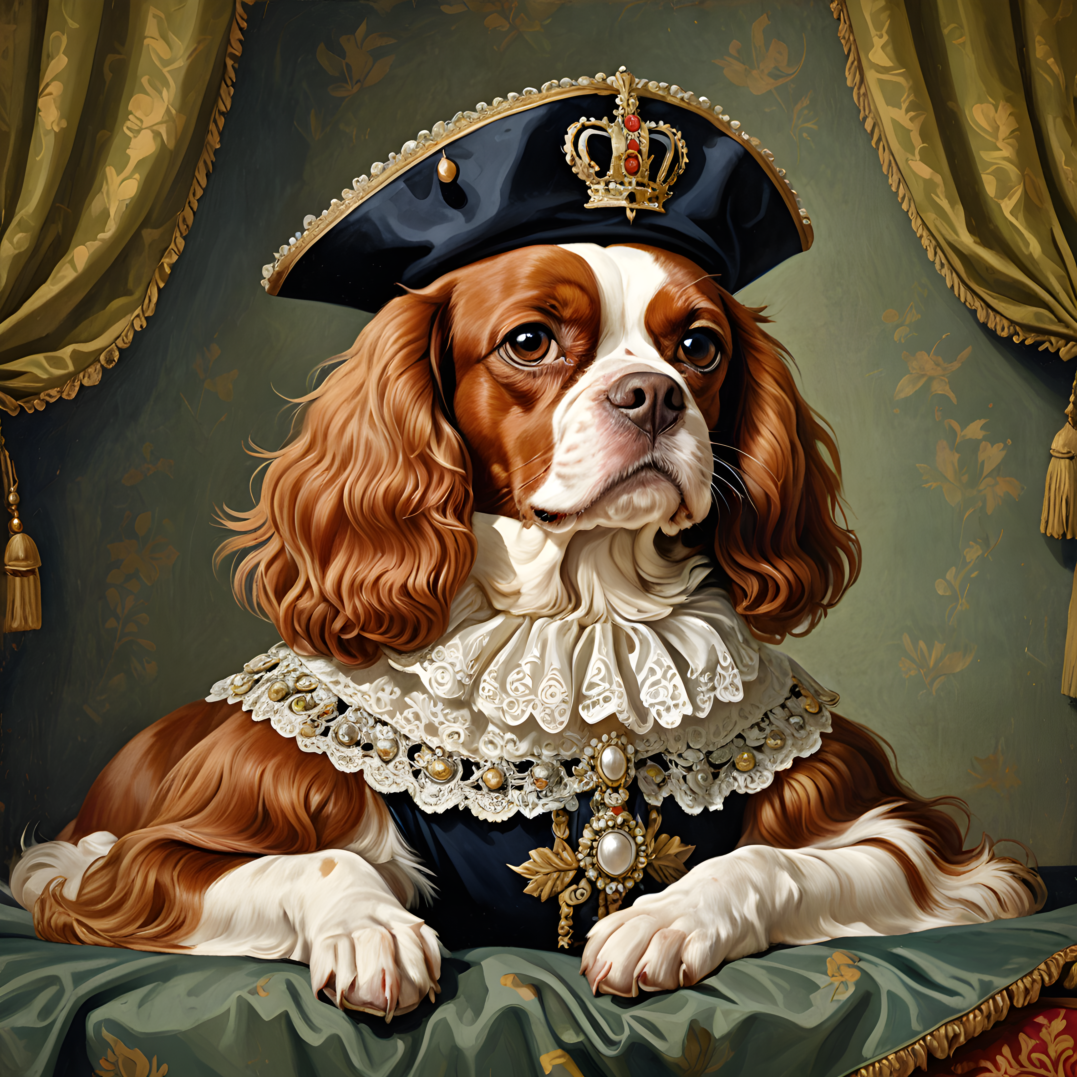 Pearl Adorned Cavalier — Vintage Poster (Funny)