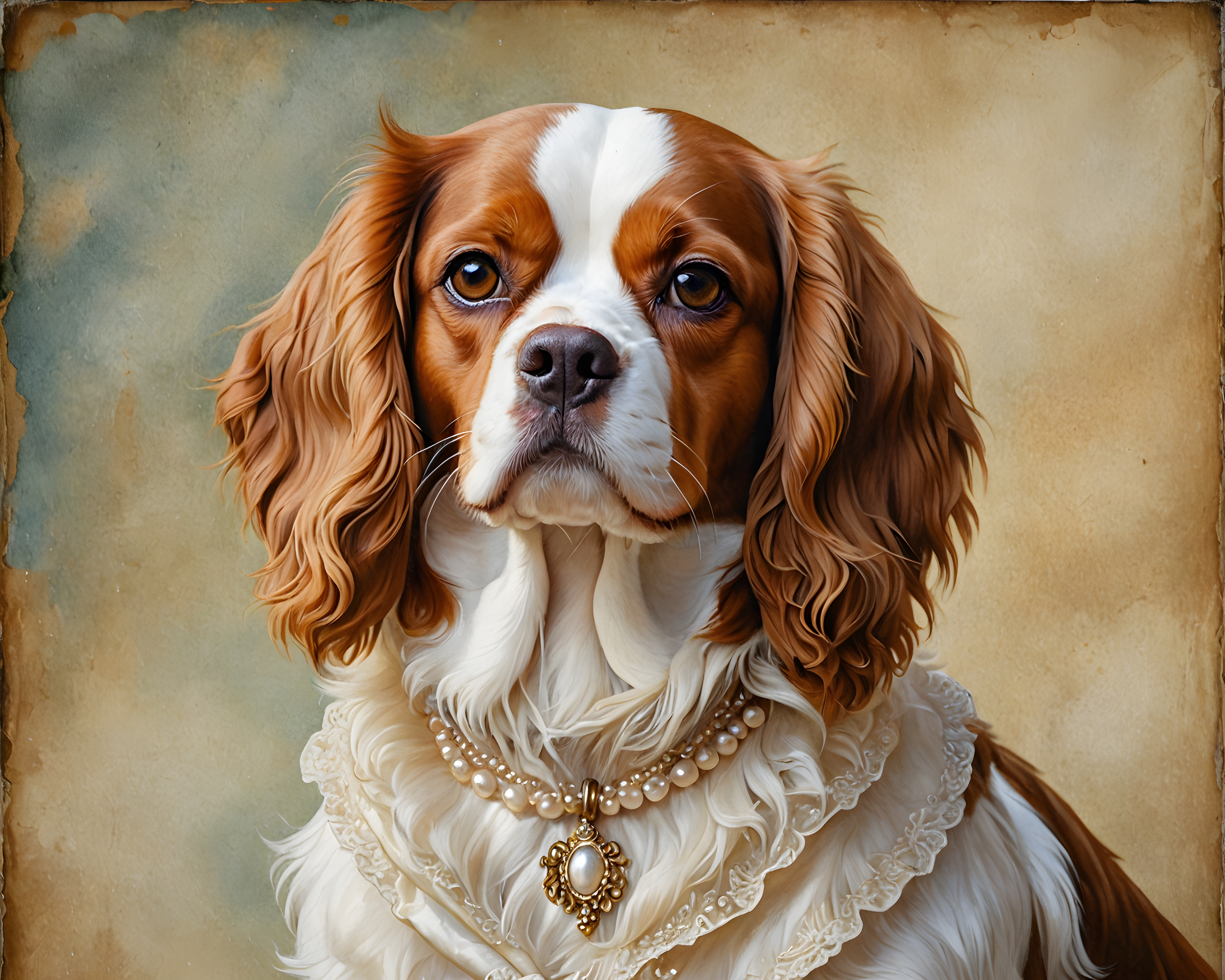 Pearl Adorned Cavalier — Watercolor (Emotional)