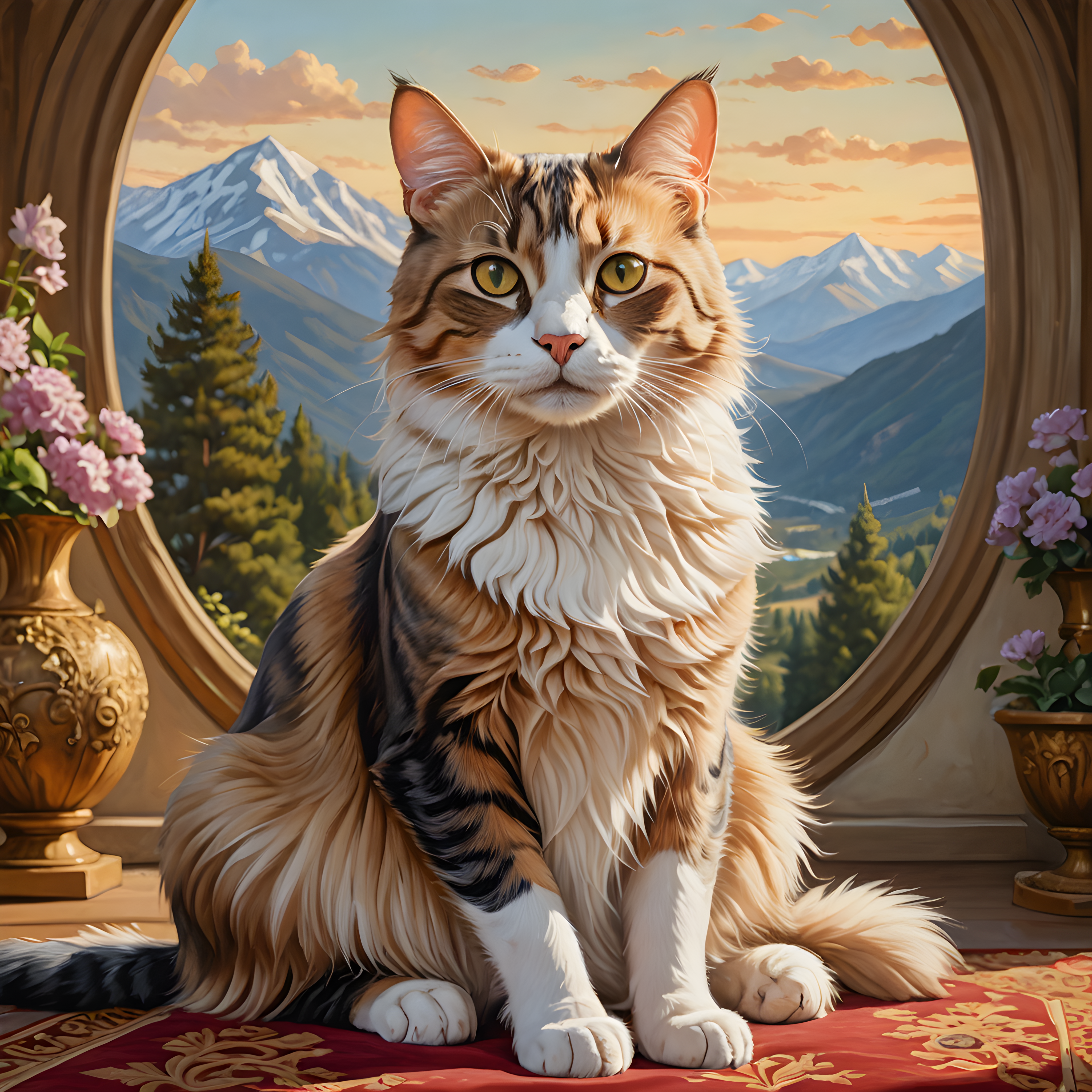 Queen Cat — Line Art (Romantic)