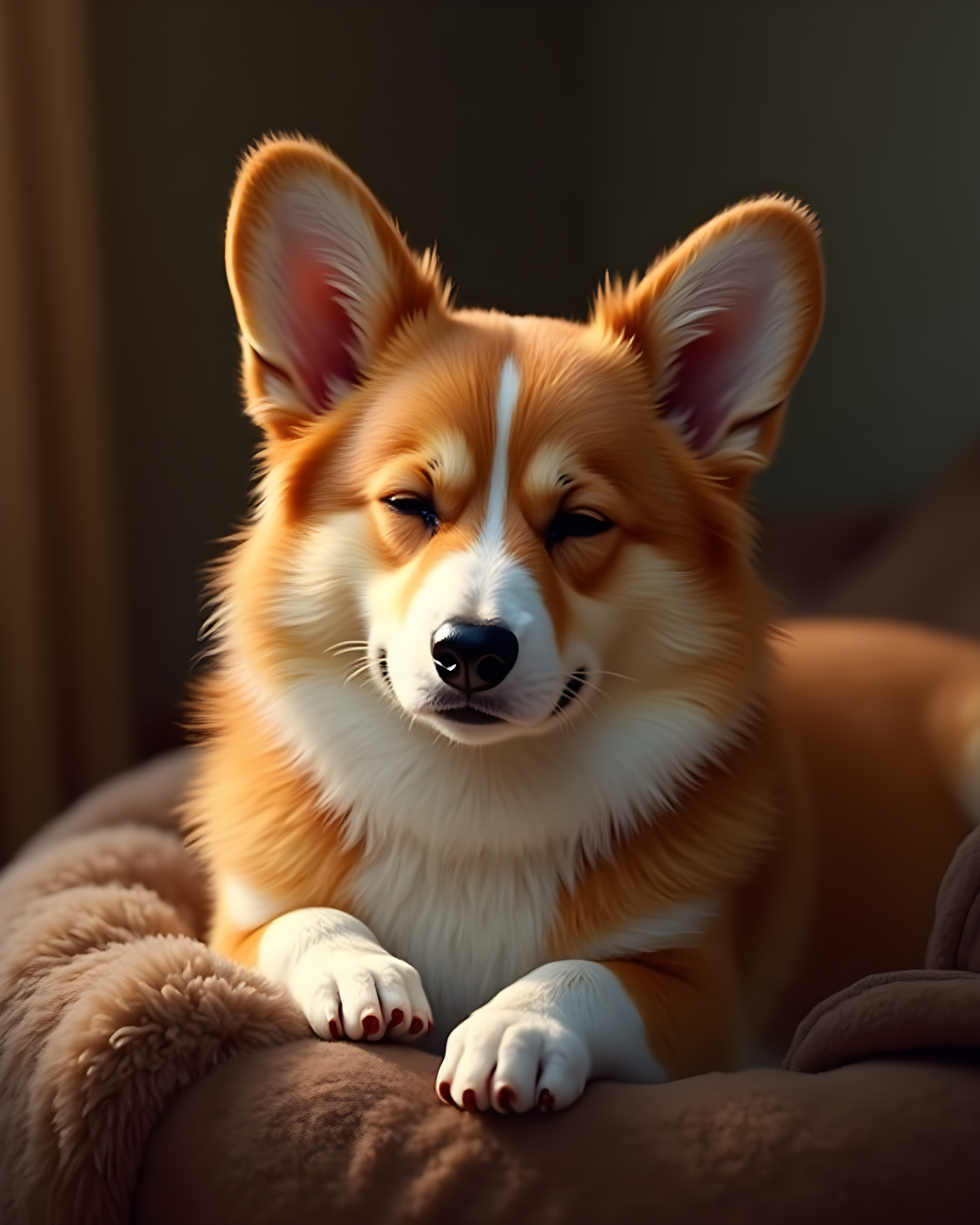 Royal Corgi — Hyper-Realistic (Sleepy) — Wall Art (Printable) — Portrait 4×5