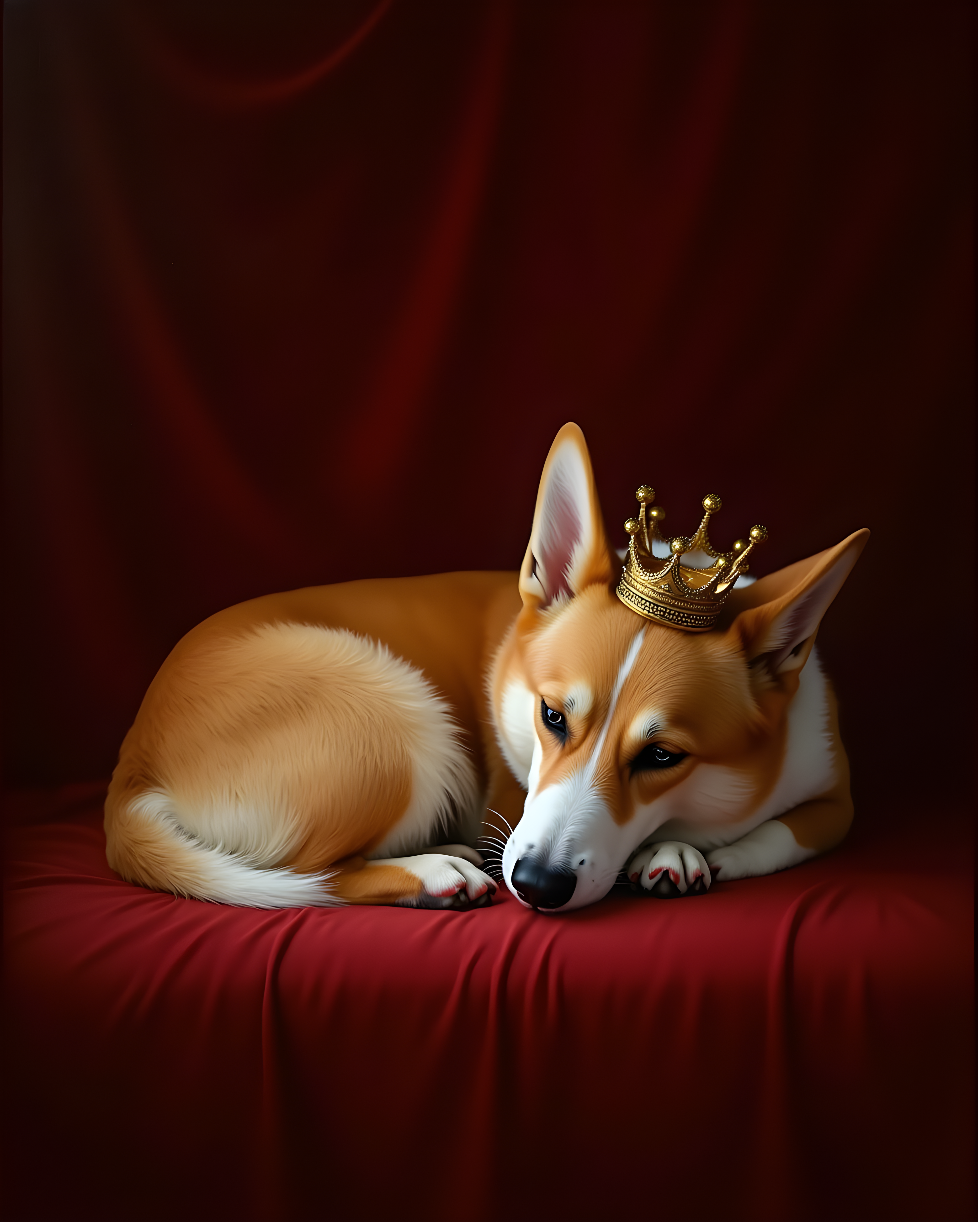 Royal Corgi — Luxury (Sleepy) — Wall Art (Printable) — Portrait 4×5
