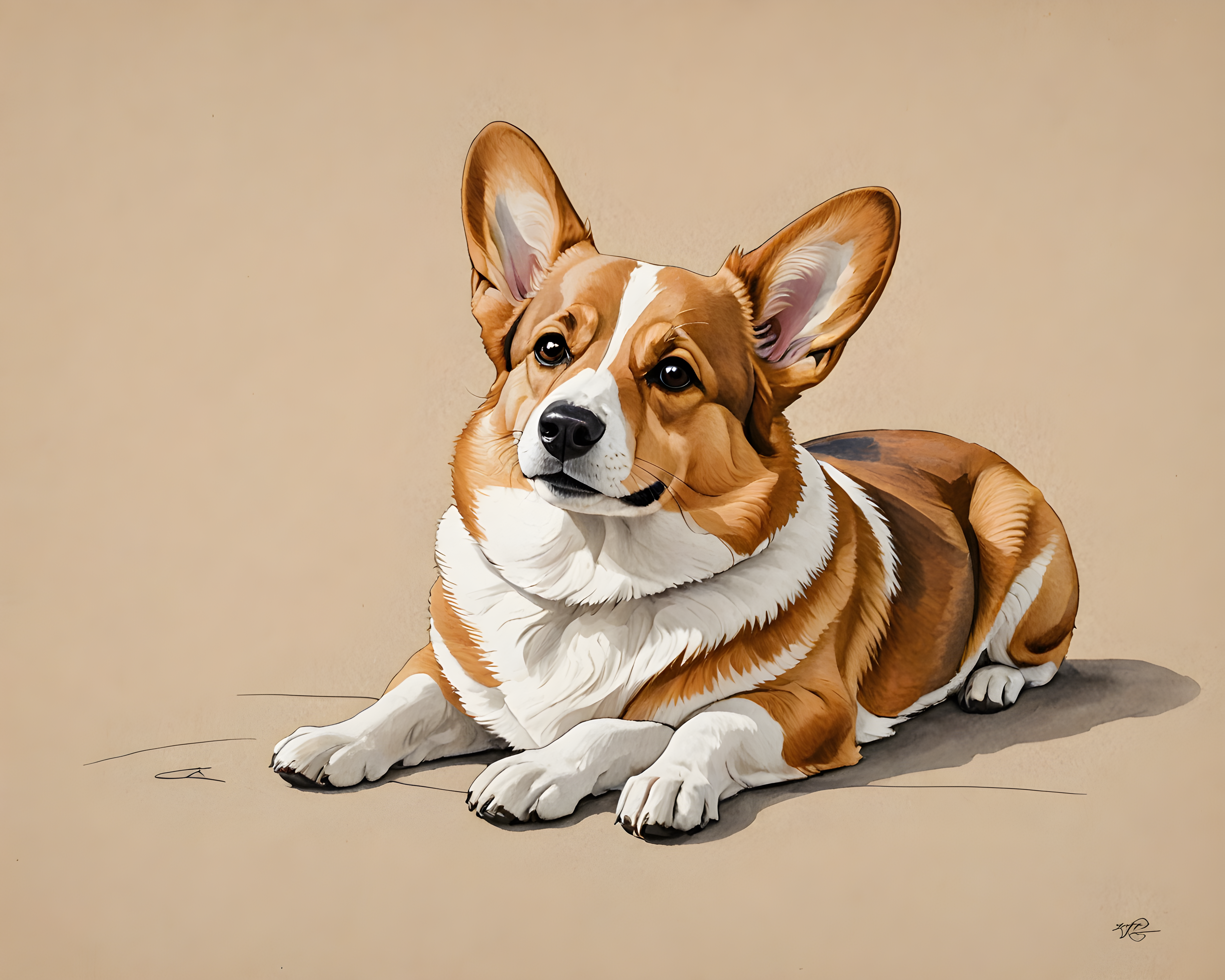 Royal Corgi — Minimalist Line Art (Romantic)