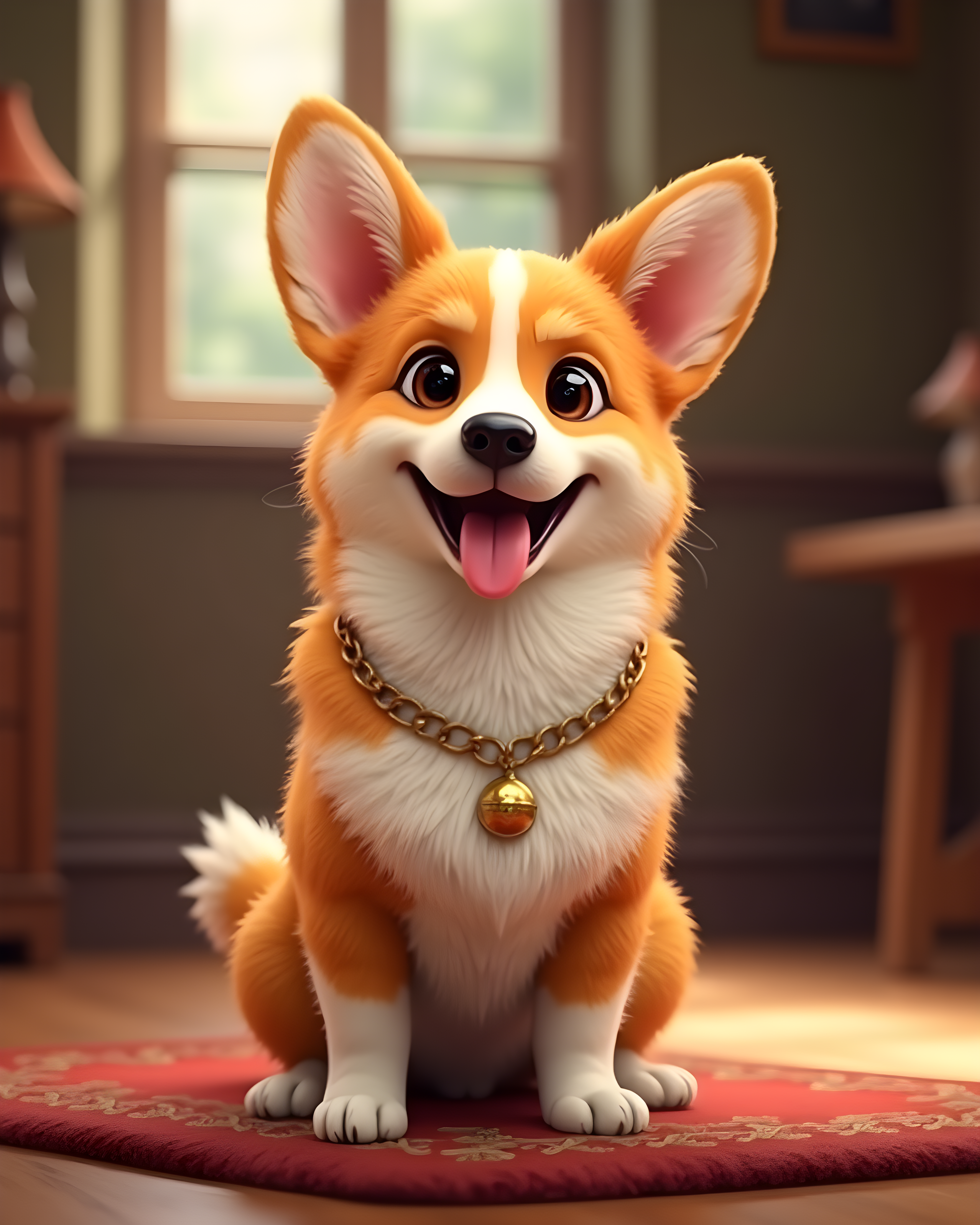 Royal Corgi — 3D Render (Happy) — Wall Art (Printable) — Portrait 4×5