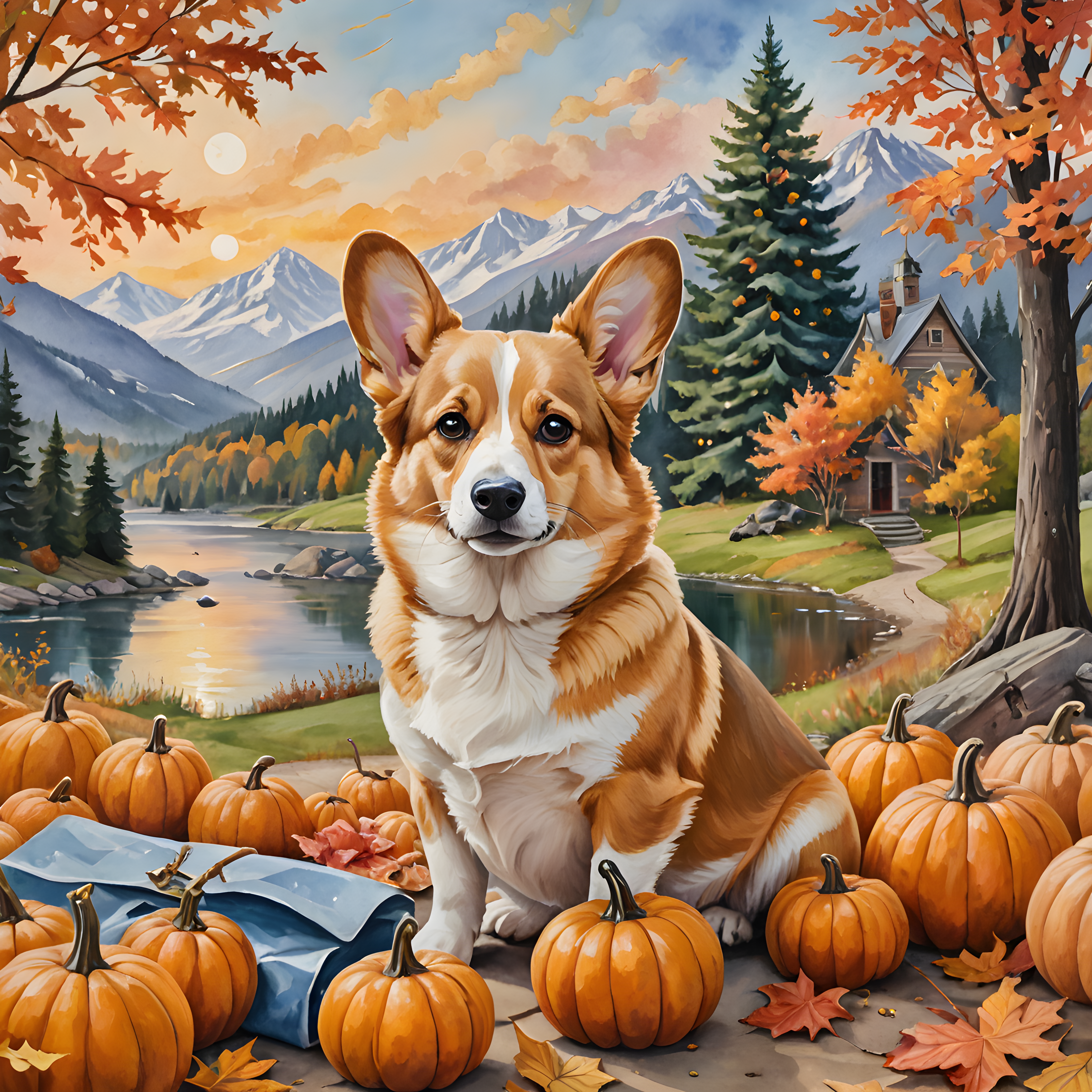 Royal Corgi — Watercolor (Seasonal)