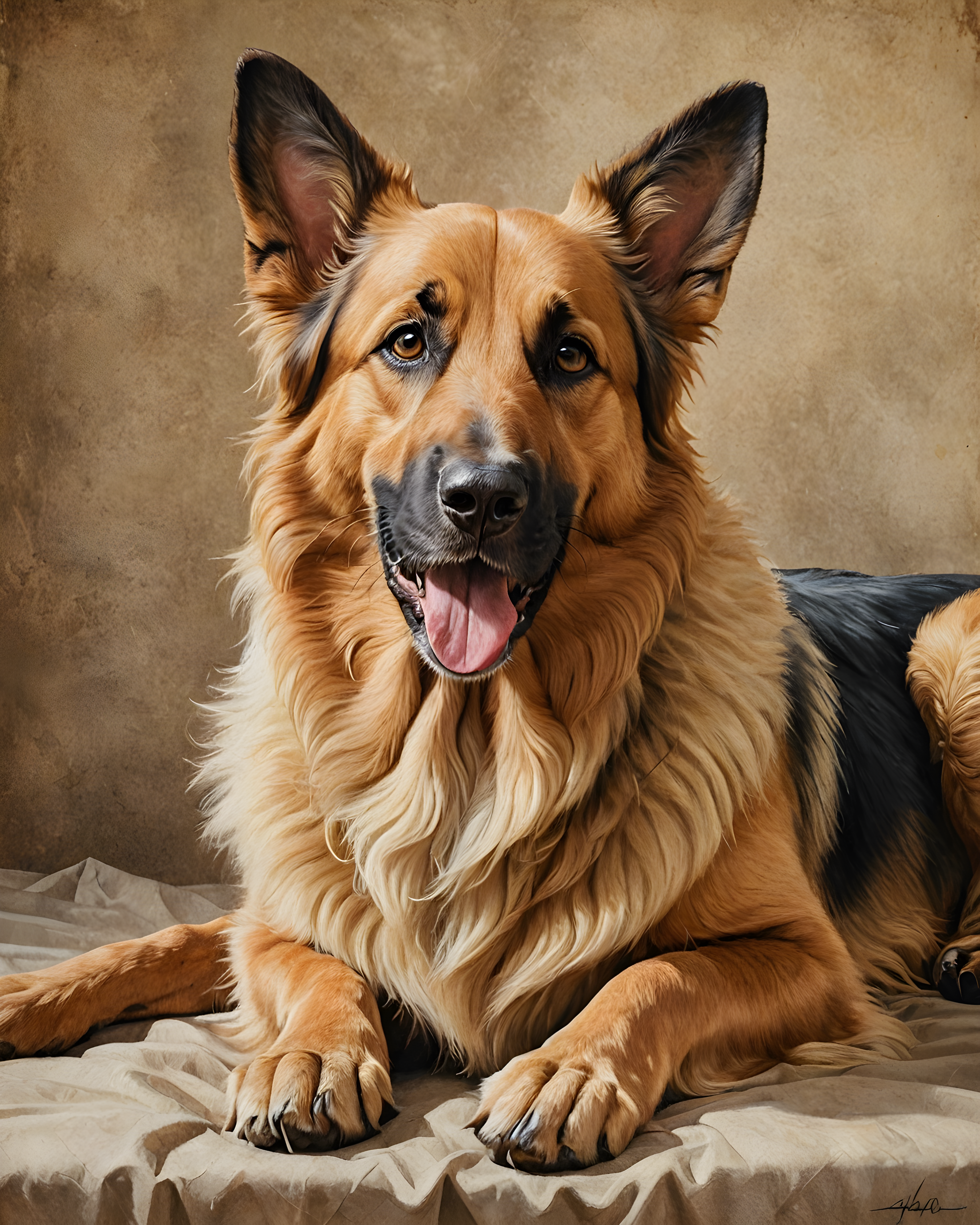 Royal Shepherd — Pencil Sketch (Happy) — Wall Art (Printable) — Portrait 4×5