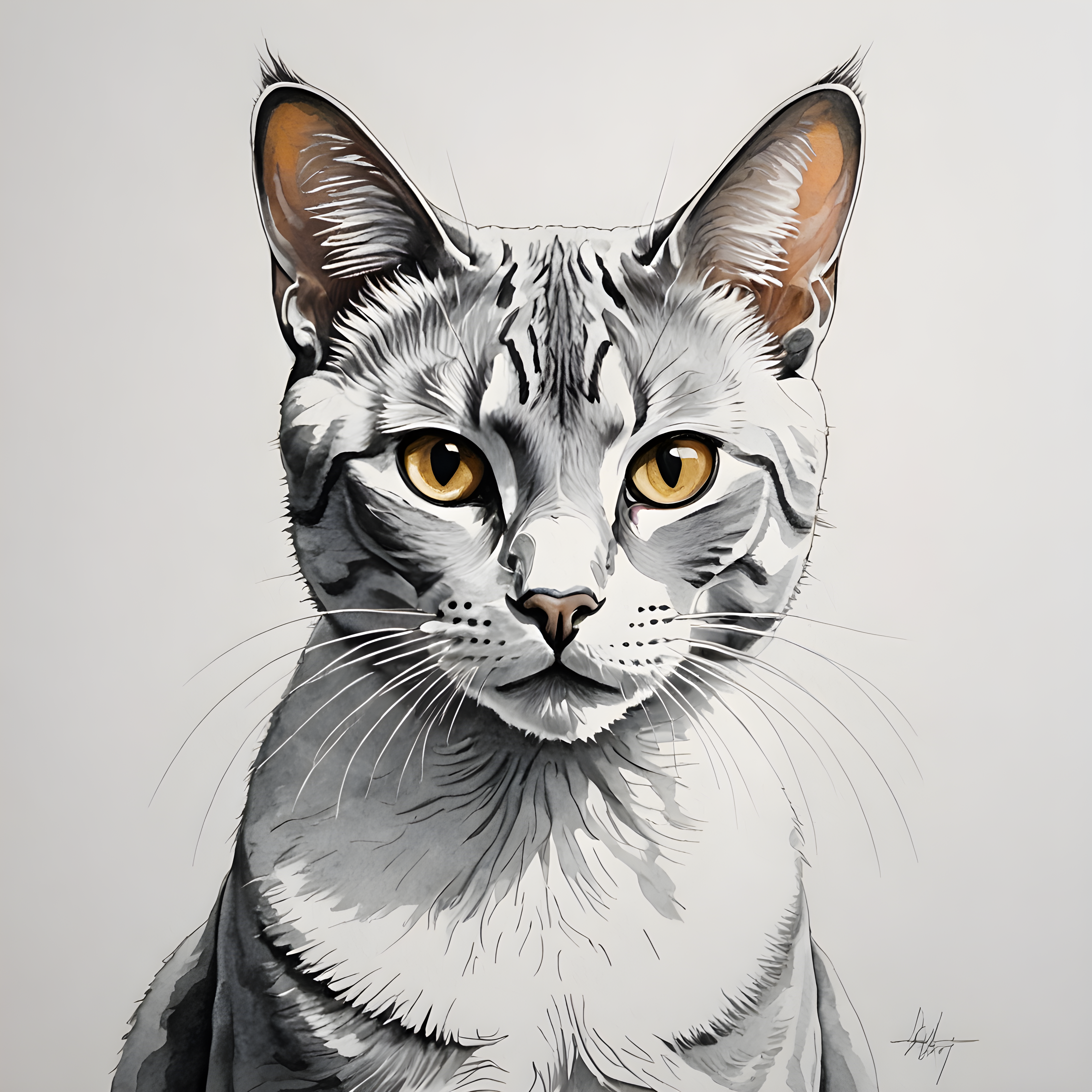 Velvet Cat — Minimalist Line Art (Fantasy)