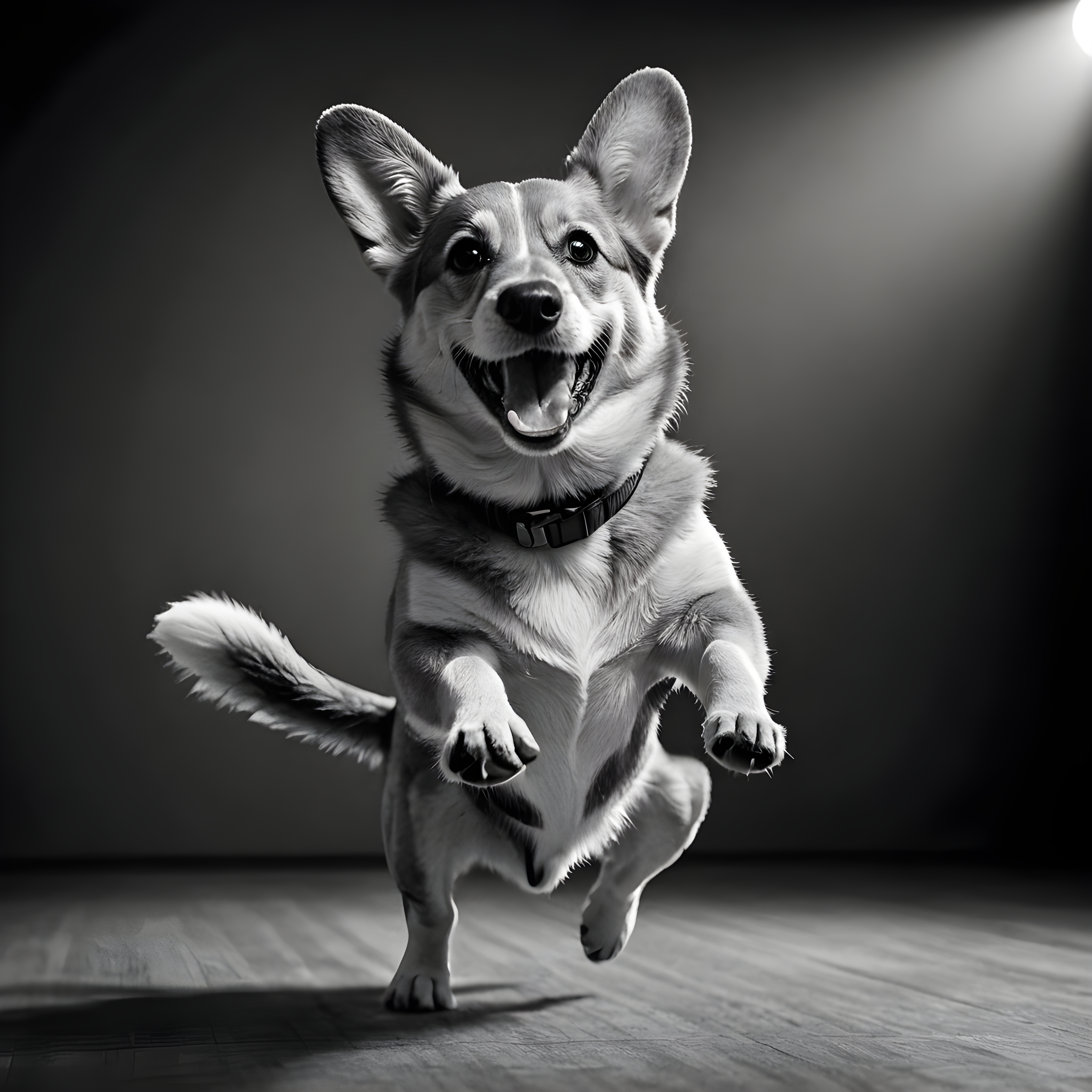 Basketball Corgi — Black & White (Happy)