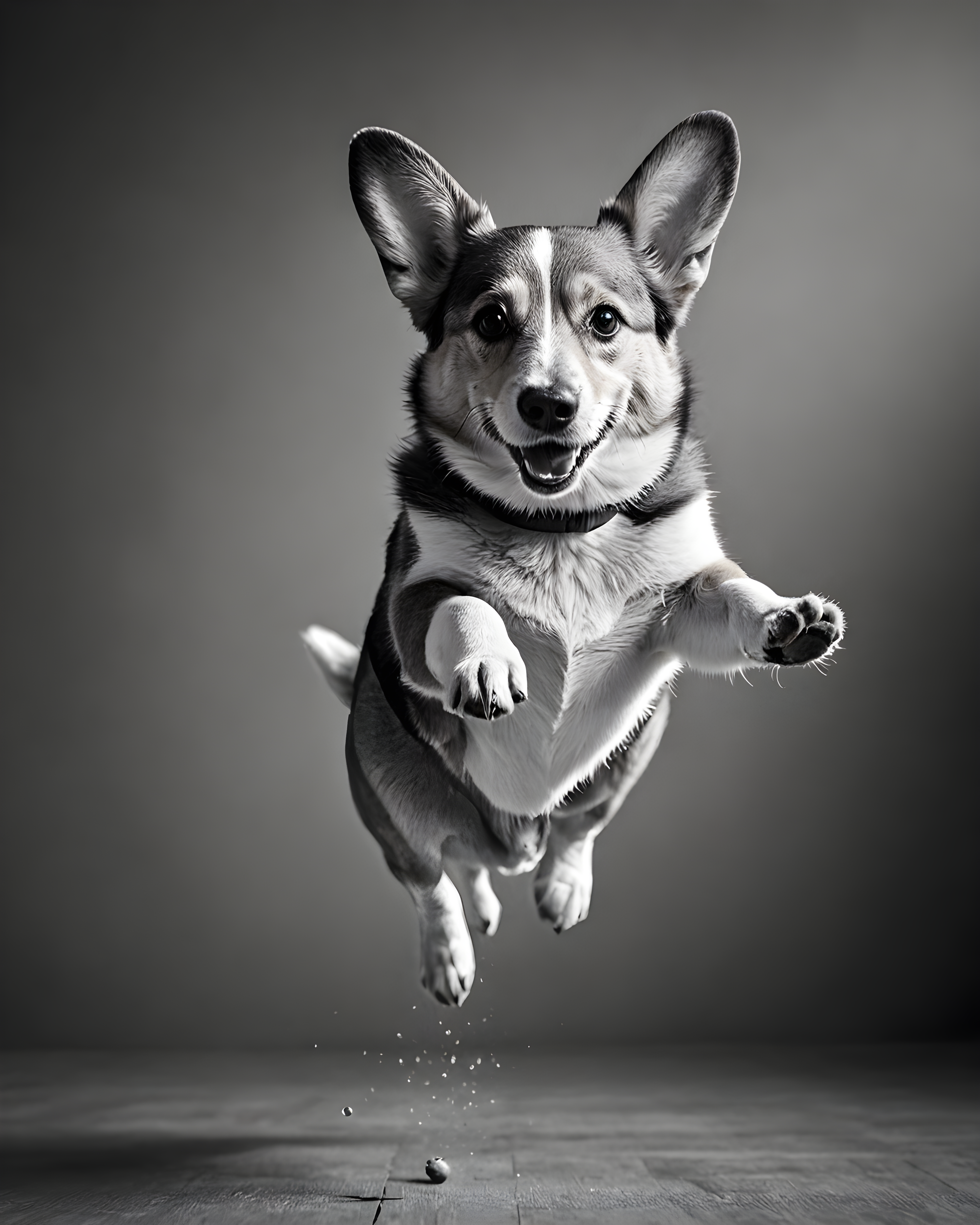 Basketball Corgi — Black & White (Romantic)