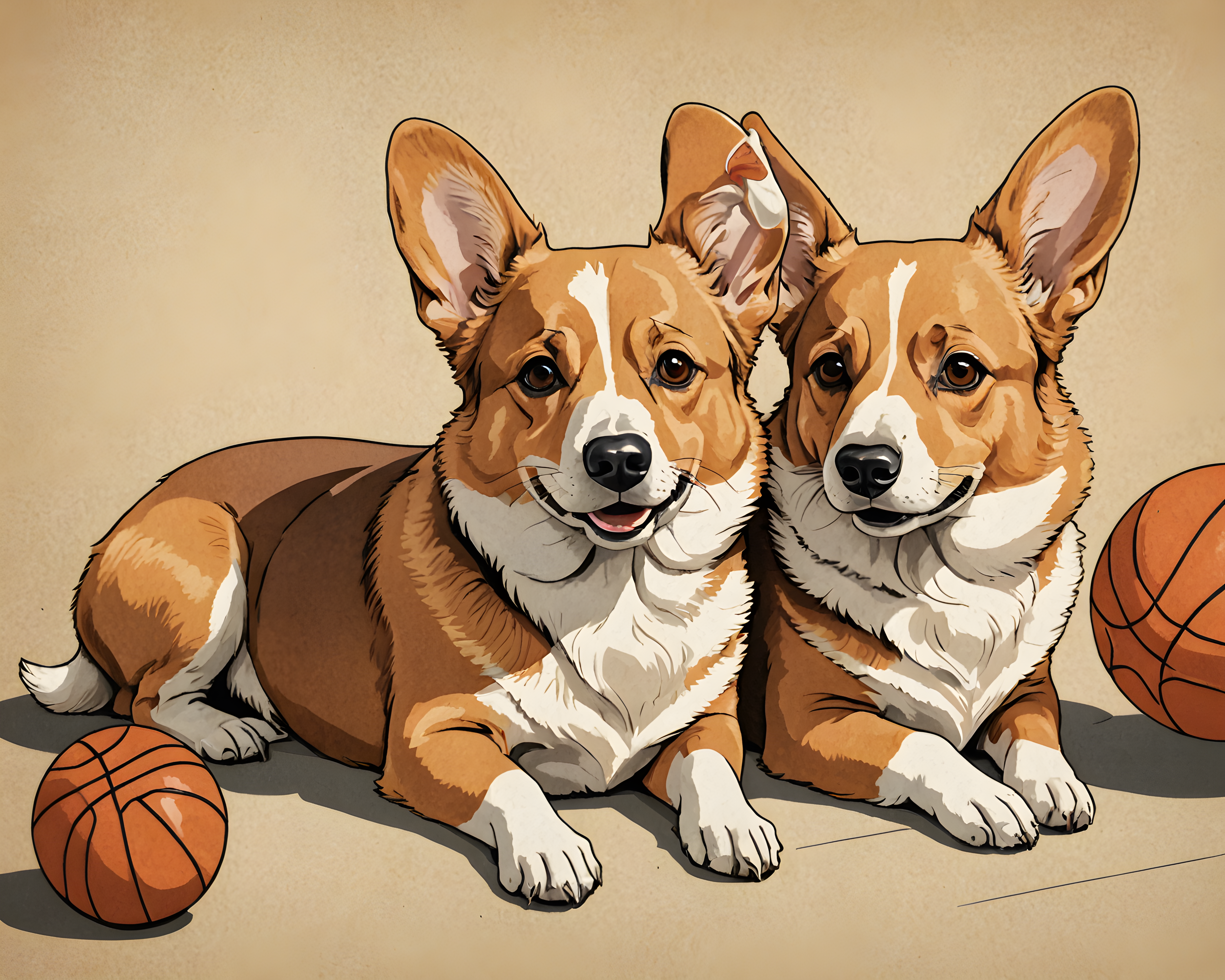 Basketball Corgi — Retro (Sleepy)