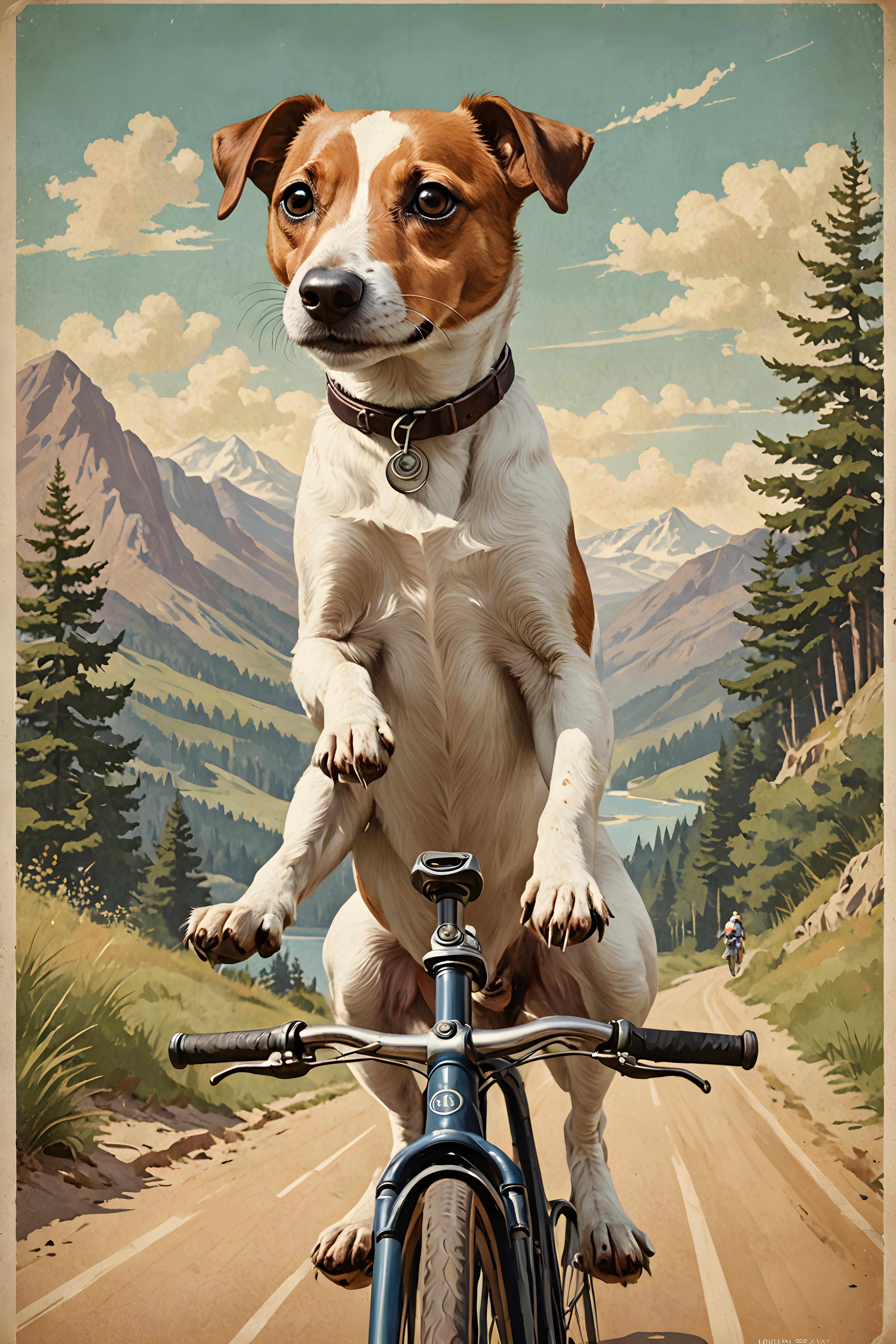 Cycling Jack Russell — Vintage Poster (Funny)