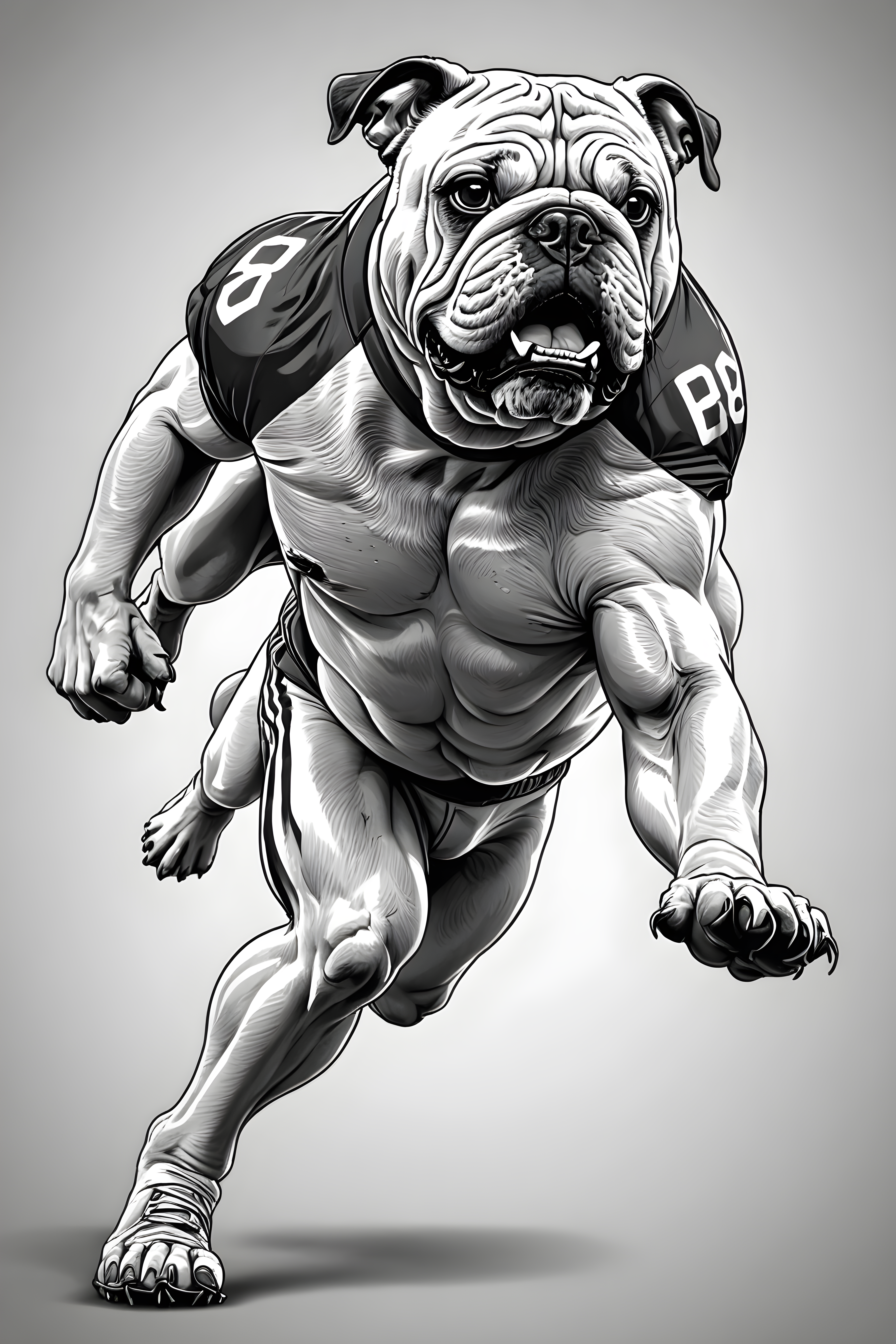Football Bulldog — Line Art (Motivational)