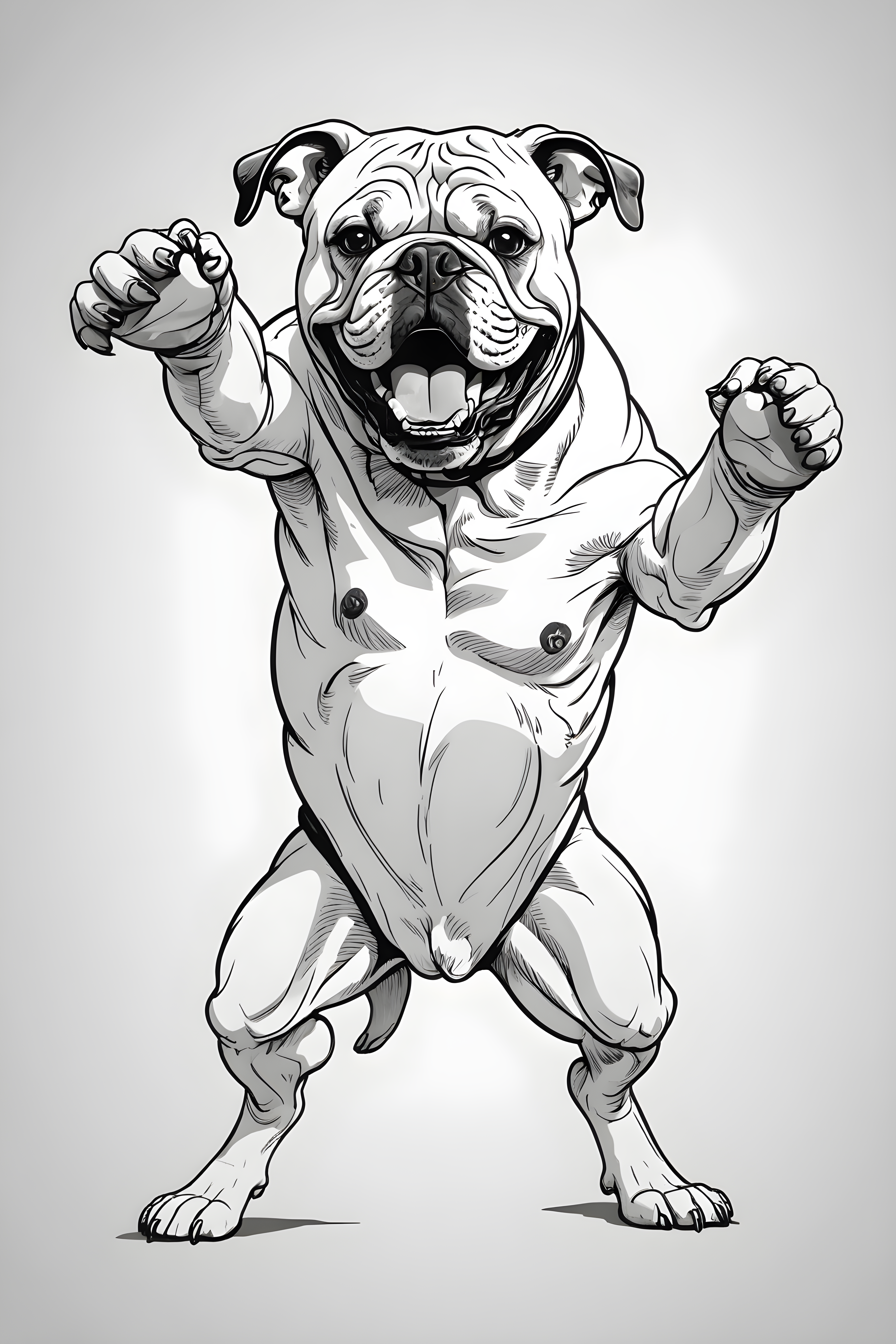 Football Bulldog — Minimalist Line Art (Happy)