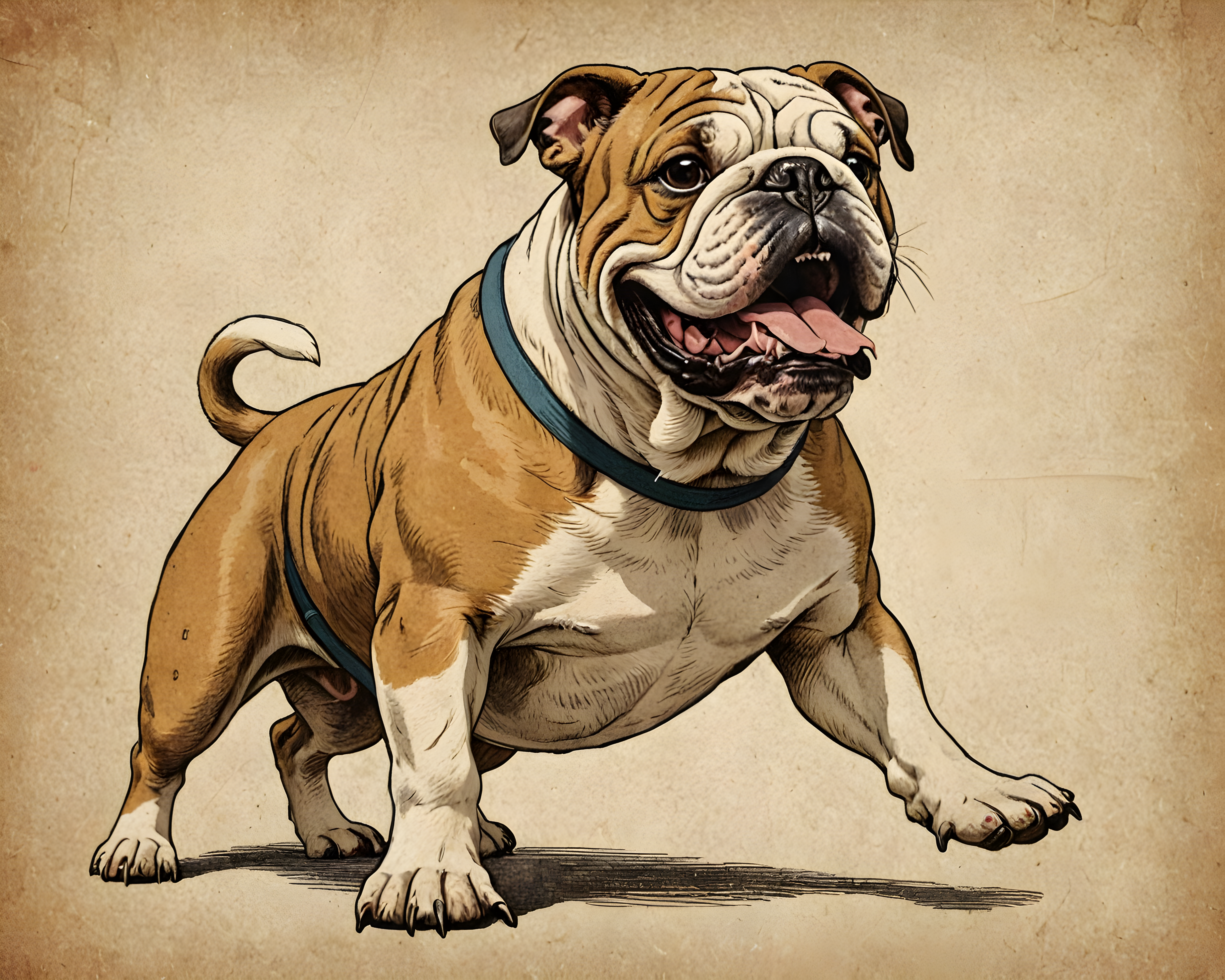 Football Bulldog — Vintage Poster (Happy)