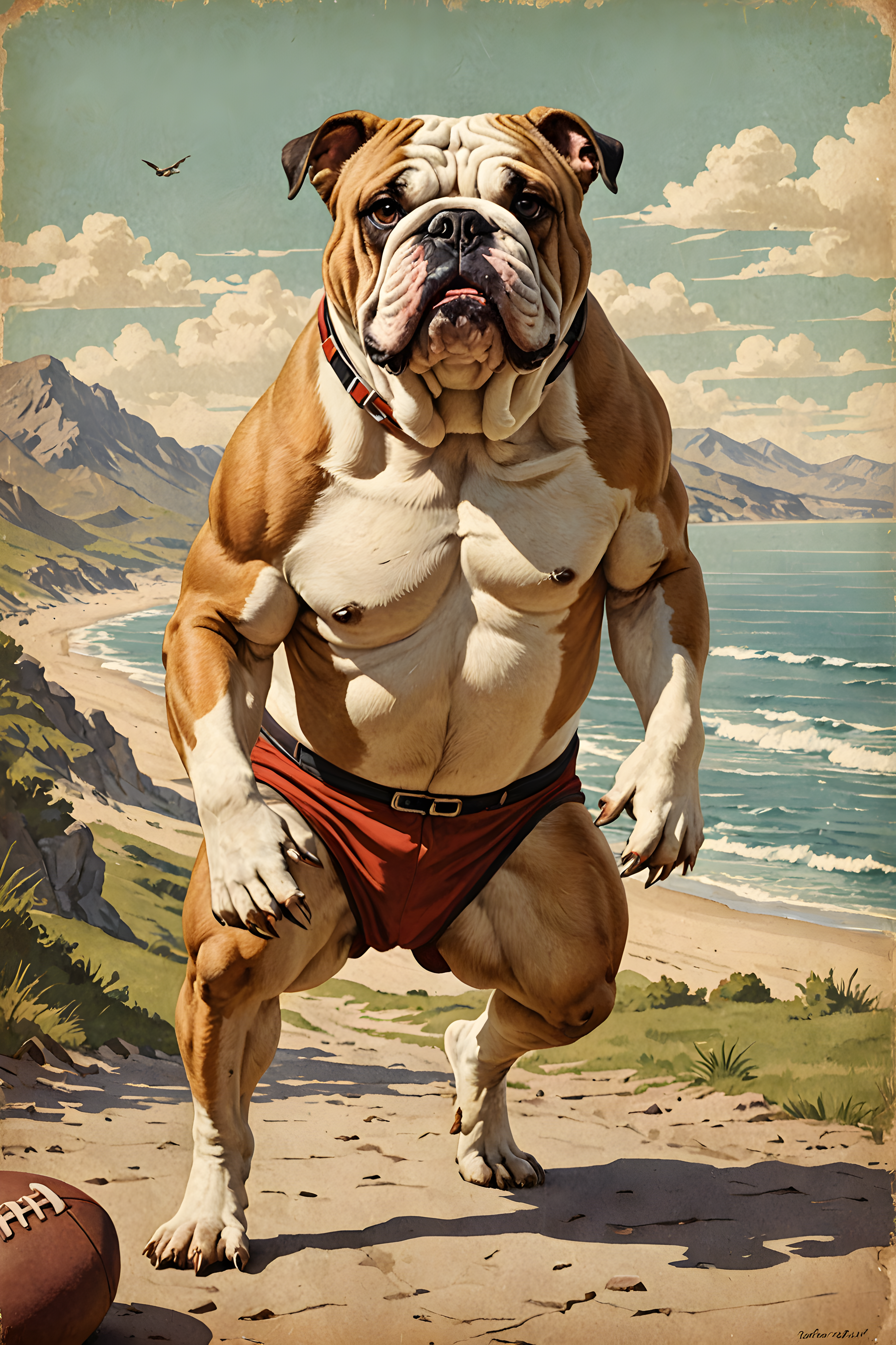 Football Bulldog — Vintage Poster (Motivational)