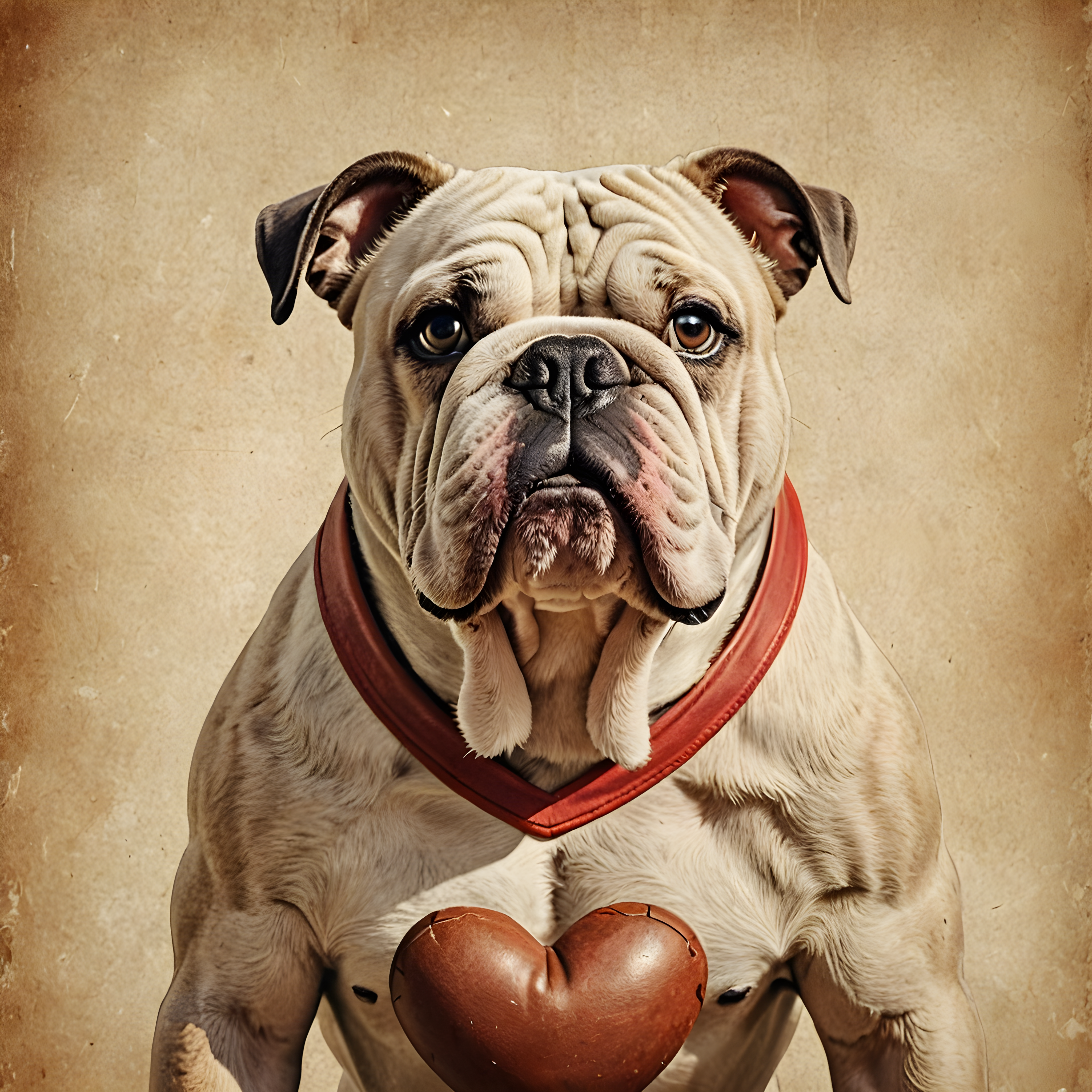 Football Bulldog — Vintage Poster (Romantic)