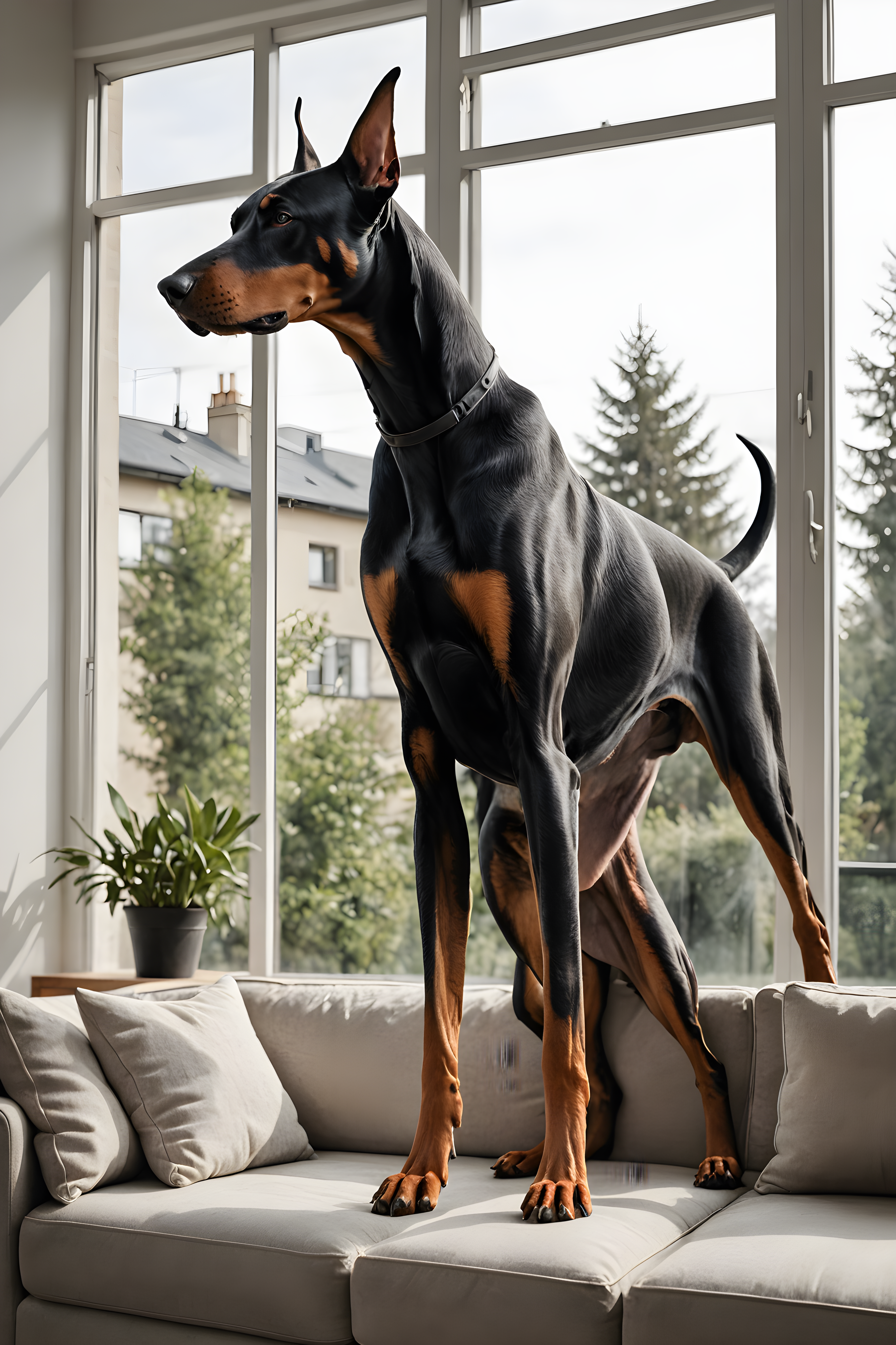 Gym Doberman — Minimalist Line Art (Lifestyle)
