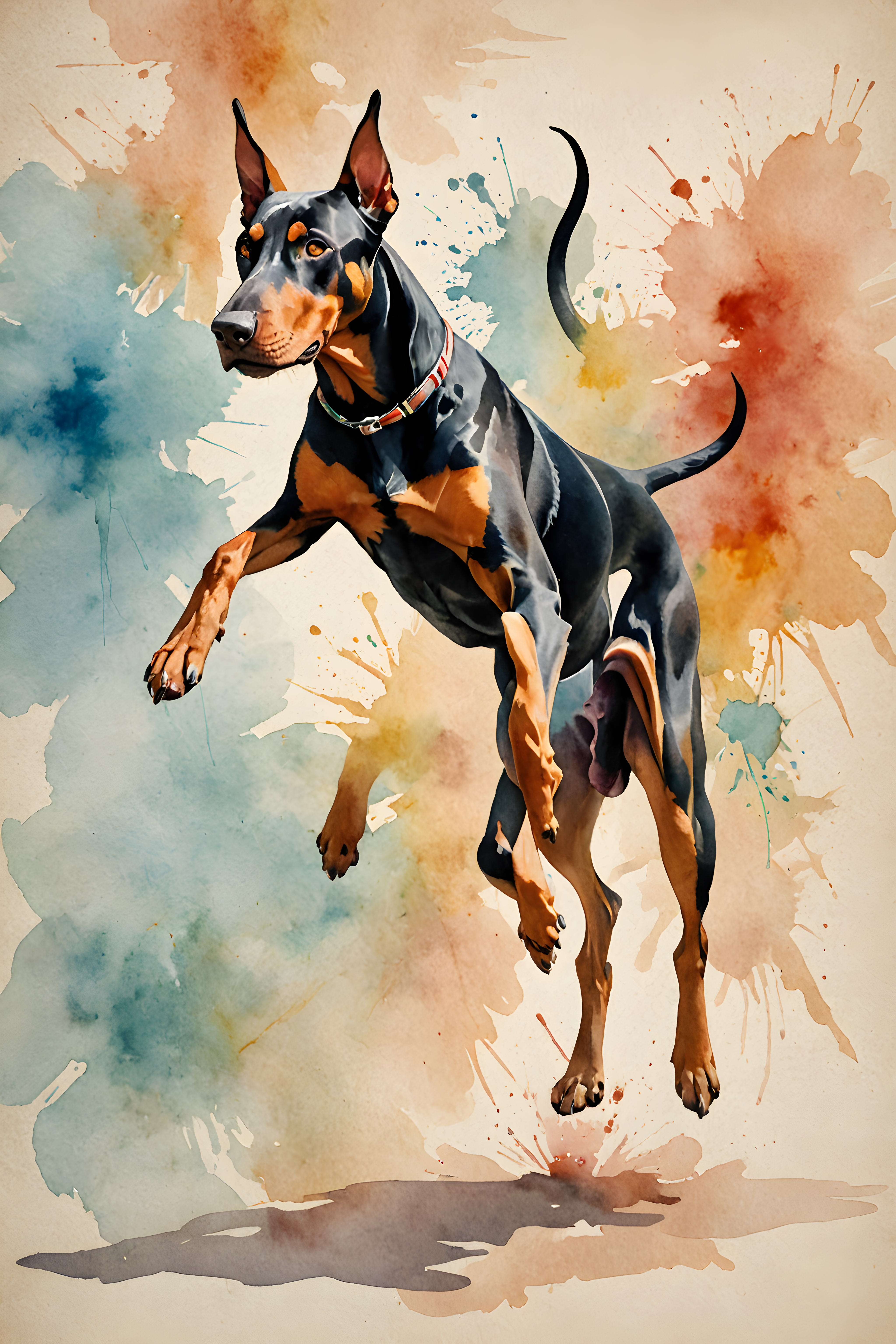 Gym Doberman — Watercolor (Fantasy)