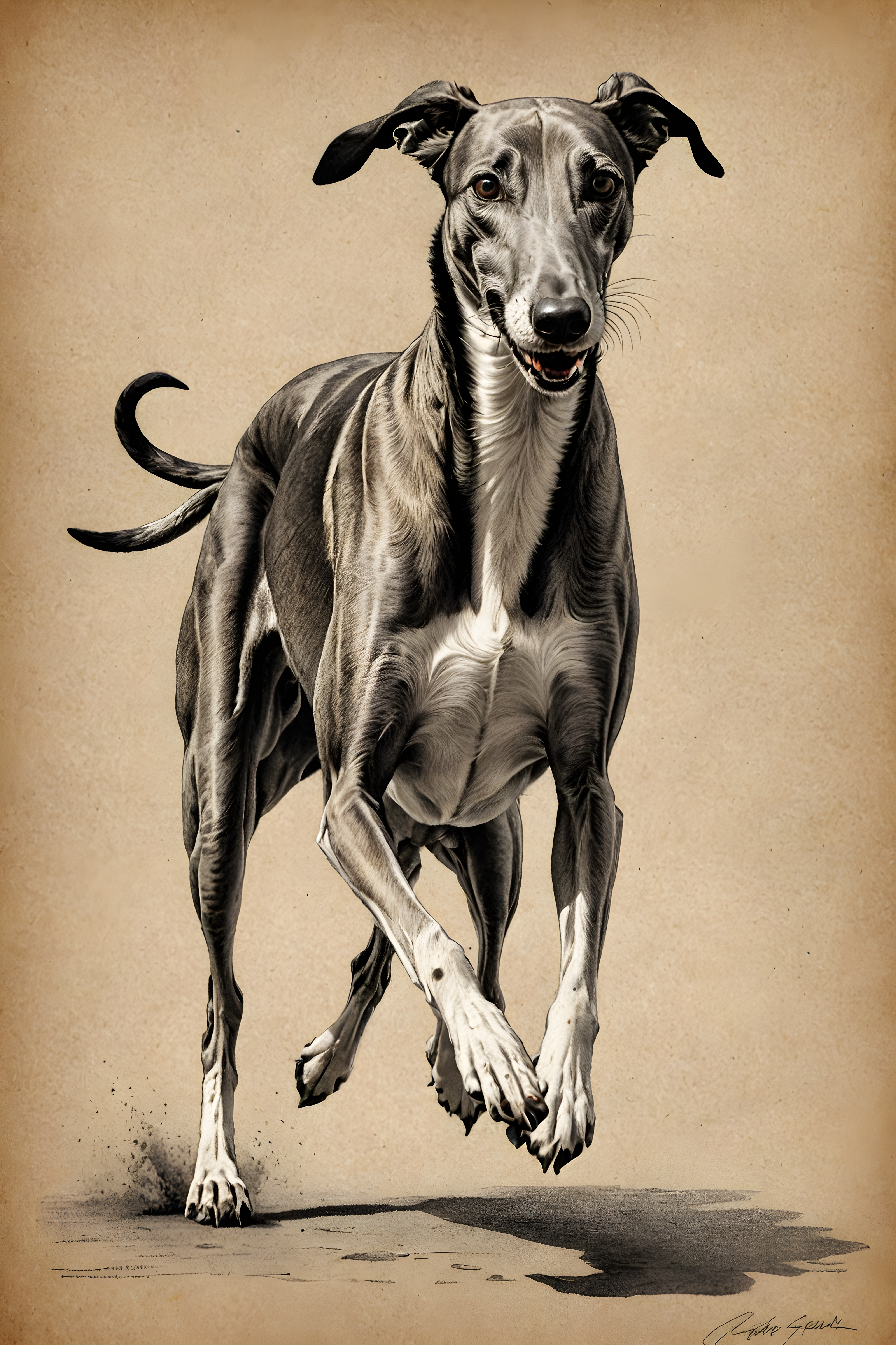 Racing Greyhound — Pencil Sketch (Emotional)