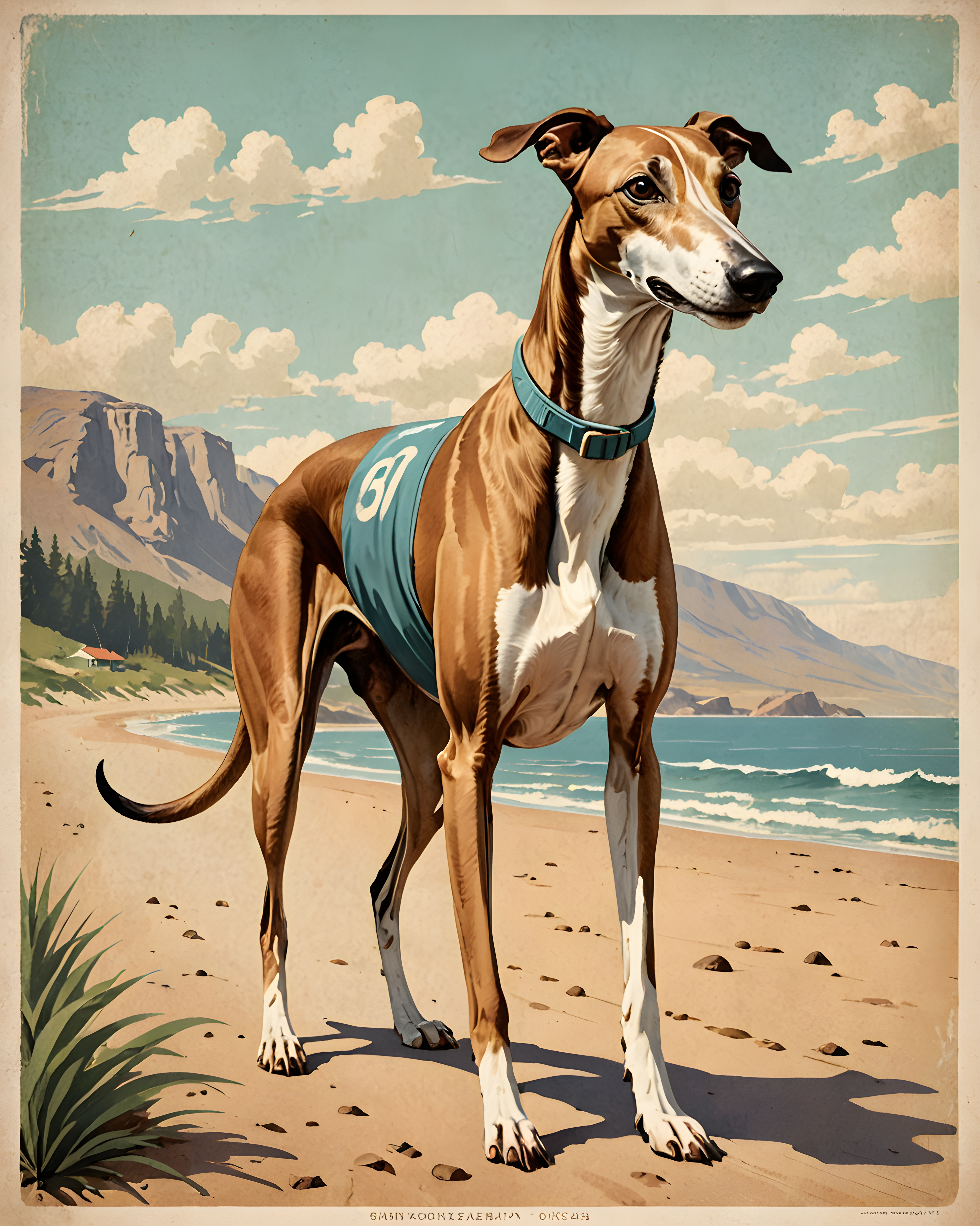 Racing Greyhound — Vintage Poster (Cute)