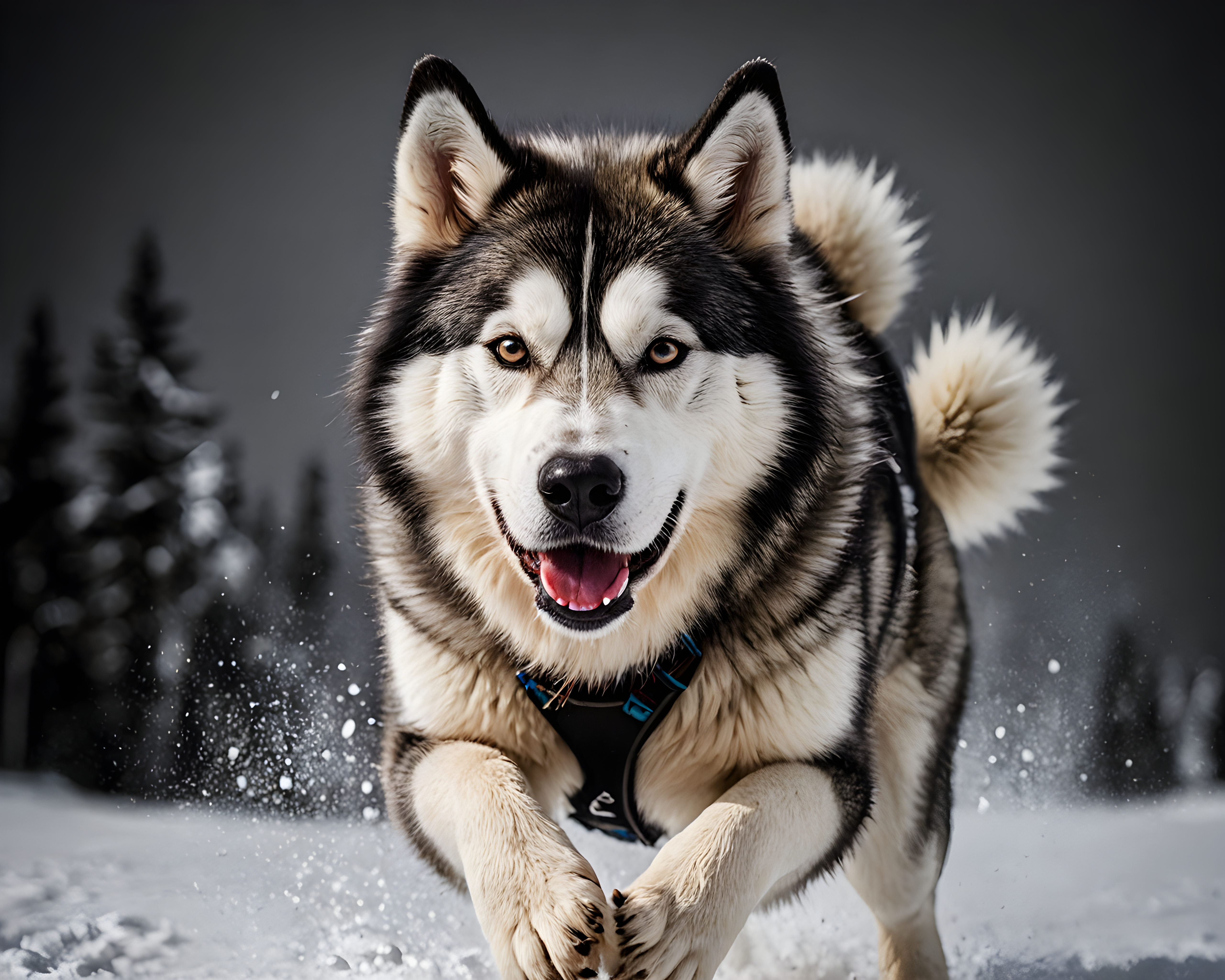 Ski Malamute — Black & White (Energetic)