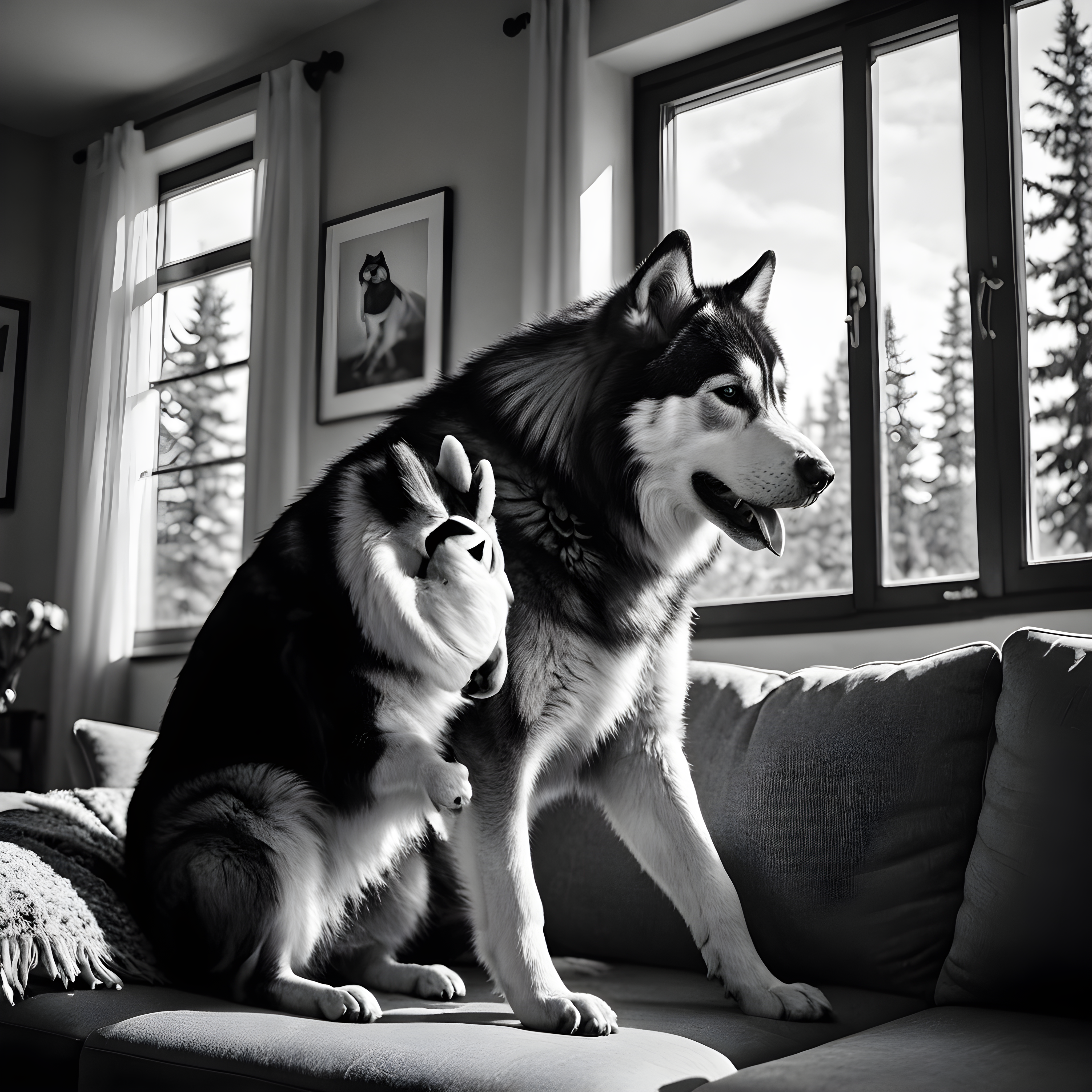 Ski Malamute — Black & White (Lifestyle)