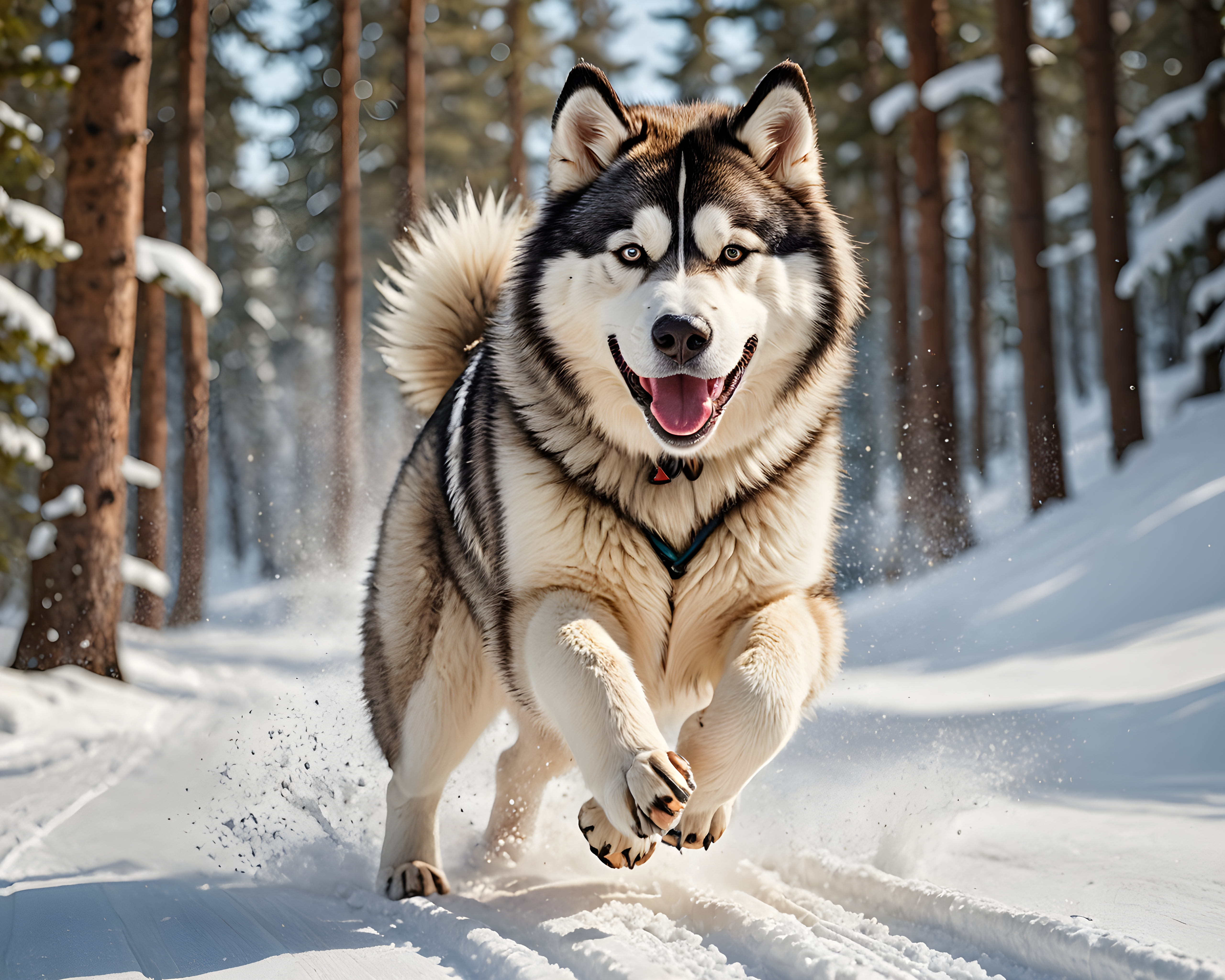 Ski Malamute — Line Art (Happy)
