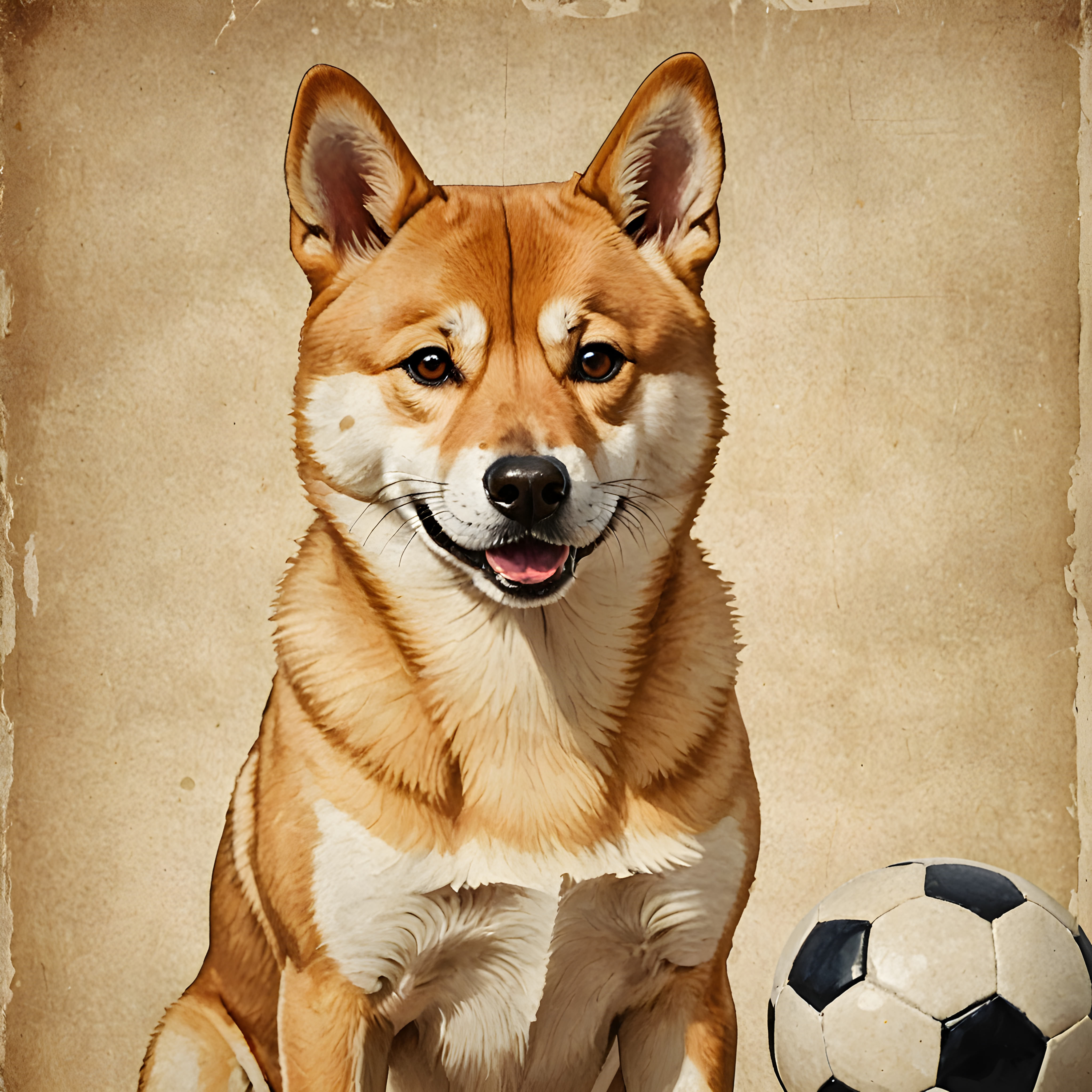 Soccer Shiba — Vintage Poster (Emotional)