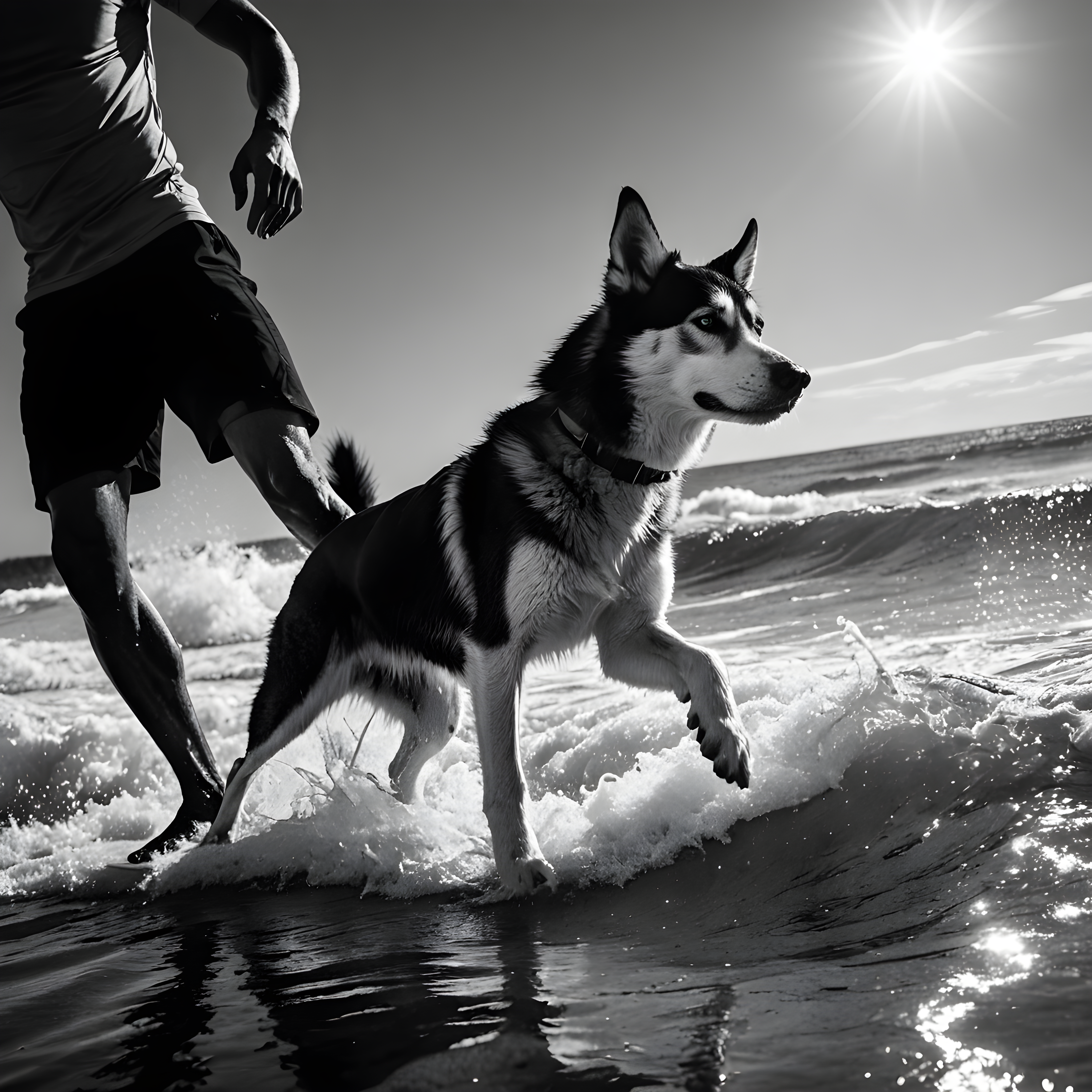Surf Husky — Black & White (Motivational)