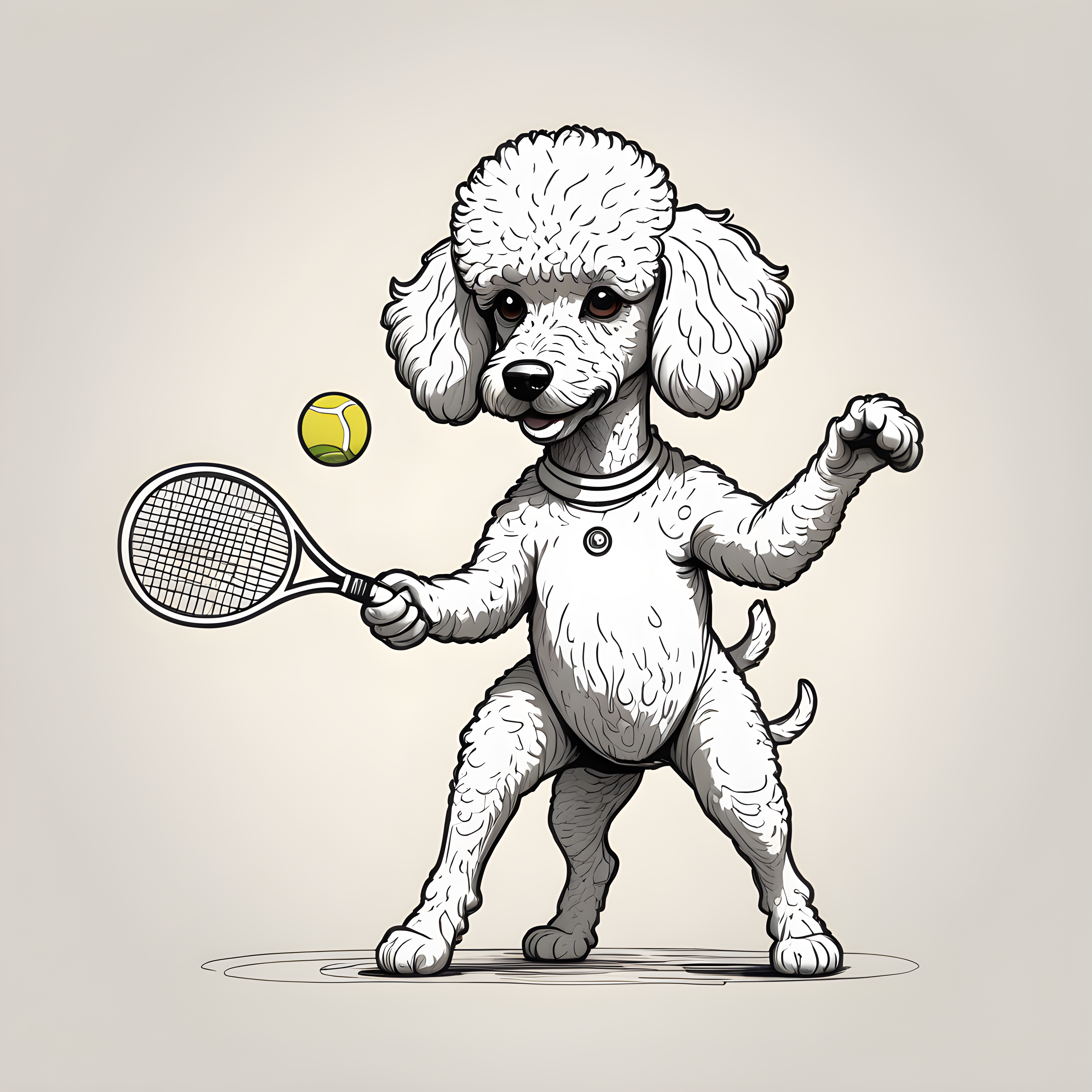 Tennis Poodle — Minimalist Line Art (Cute)