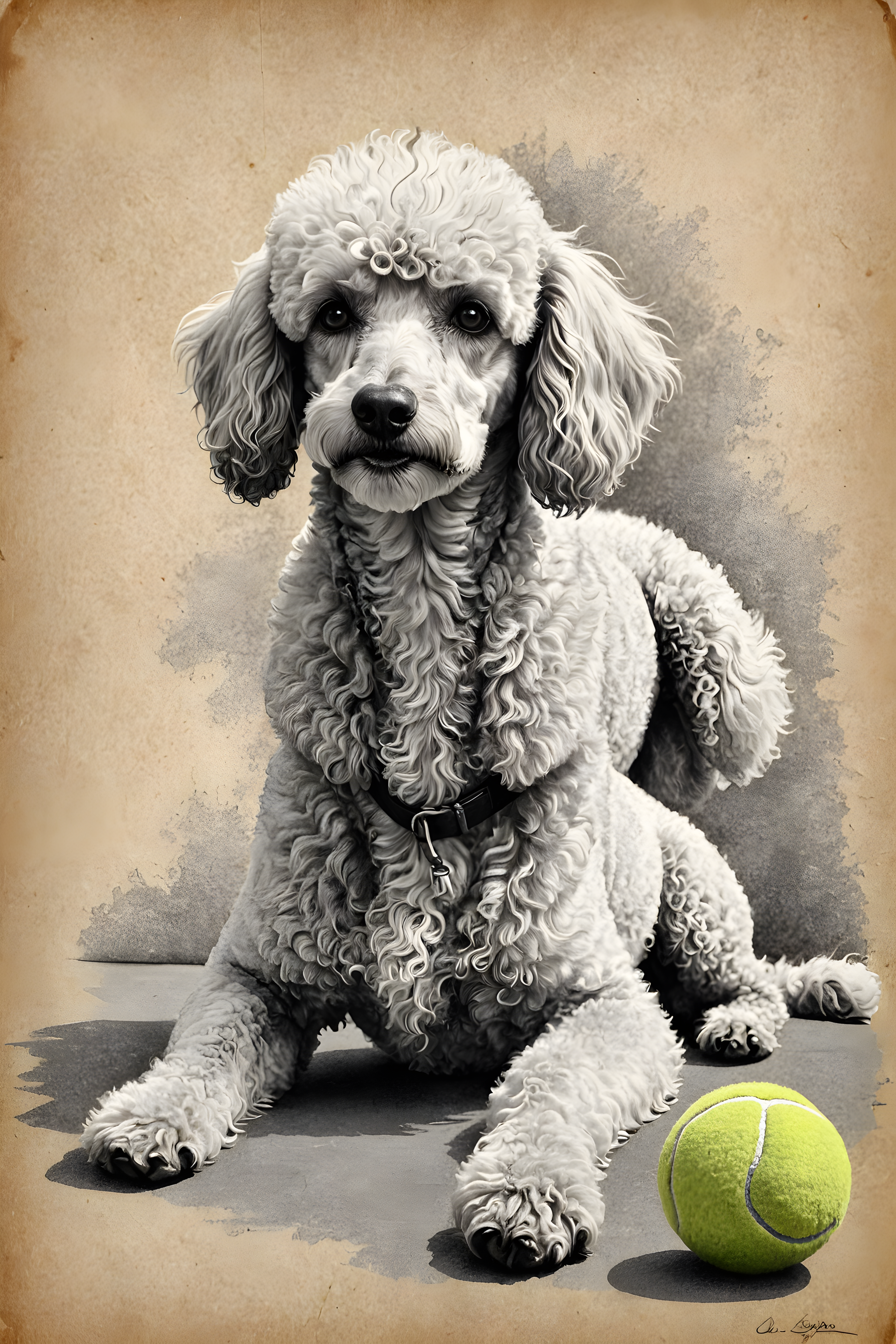 Tennis Poodle — Pencil Sketch (Fantasy)