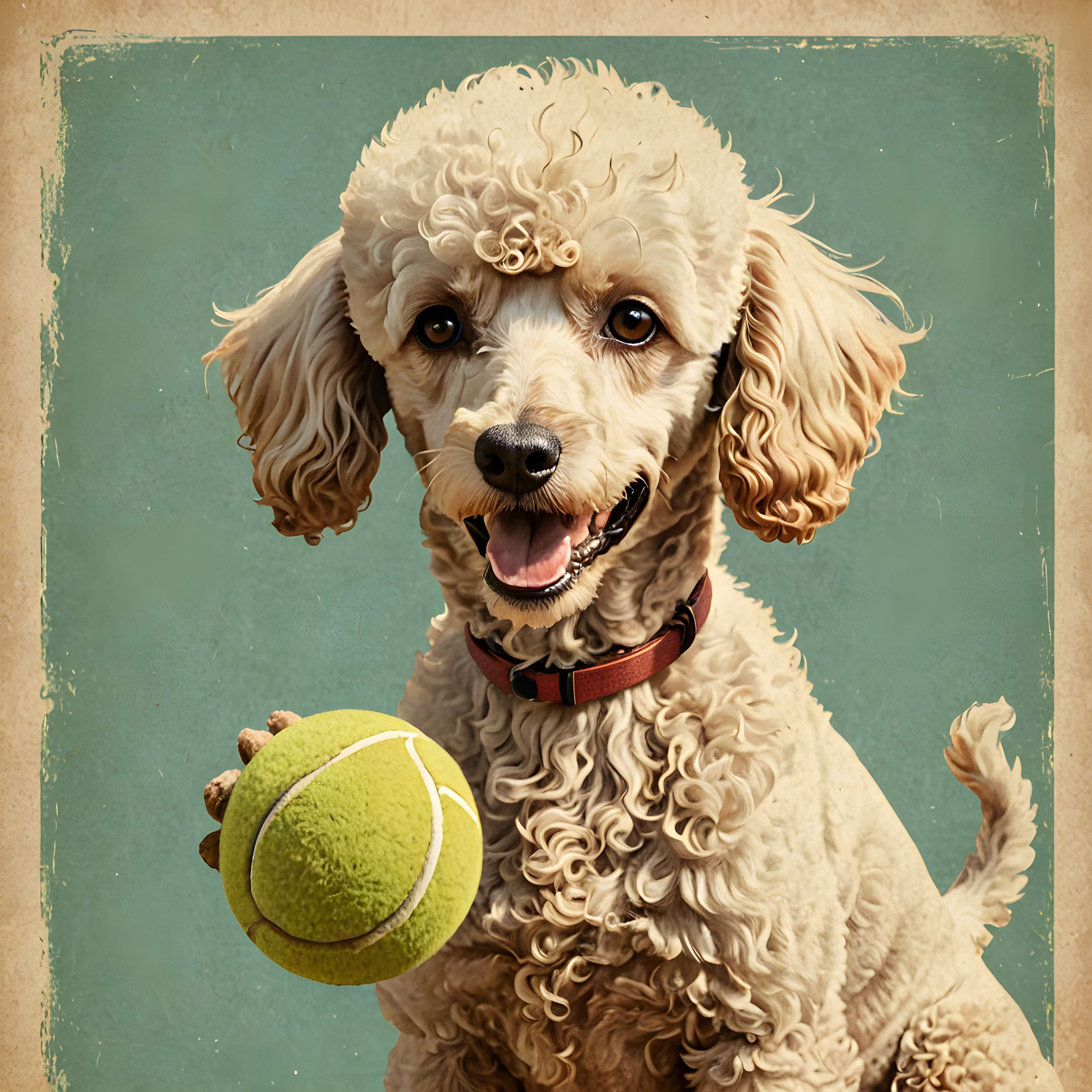 Tennis Poodle — Vintage Poster (Playful)