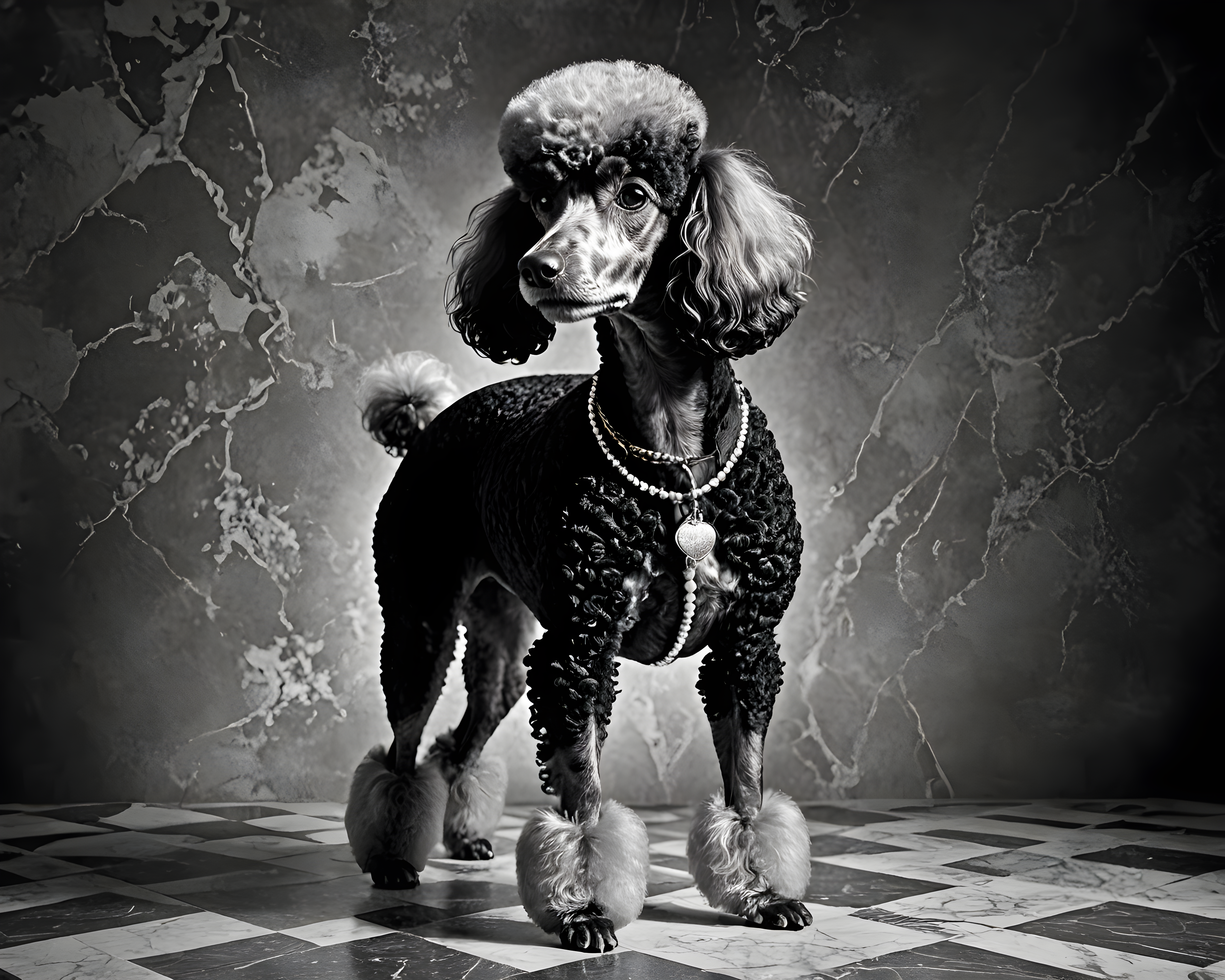 1950s Poodle — Black & White (Luxury)