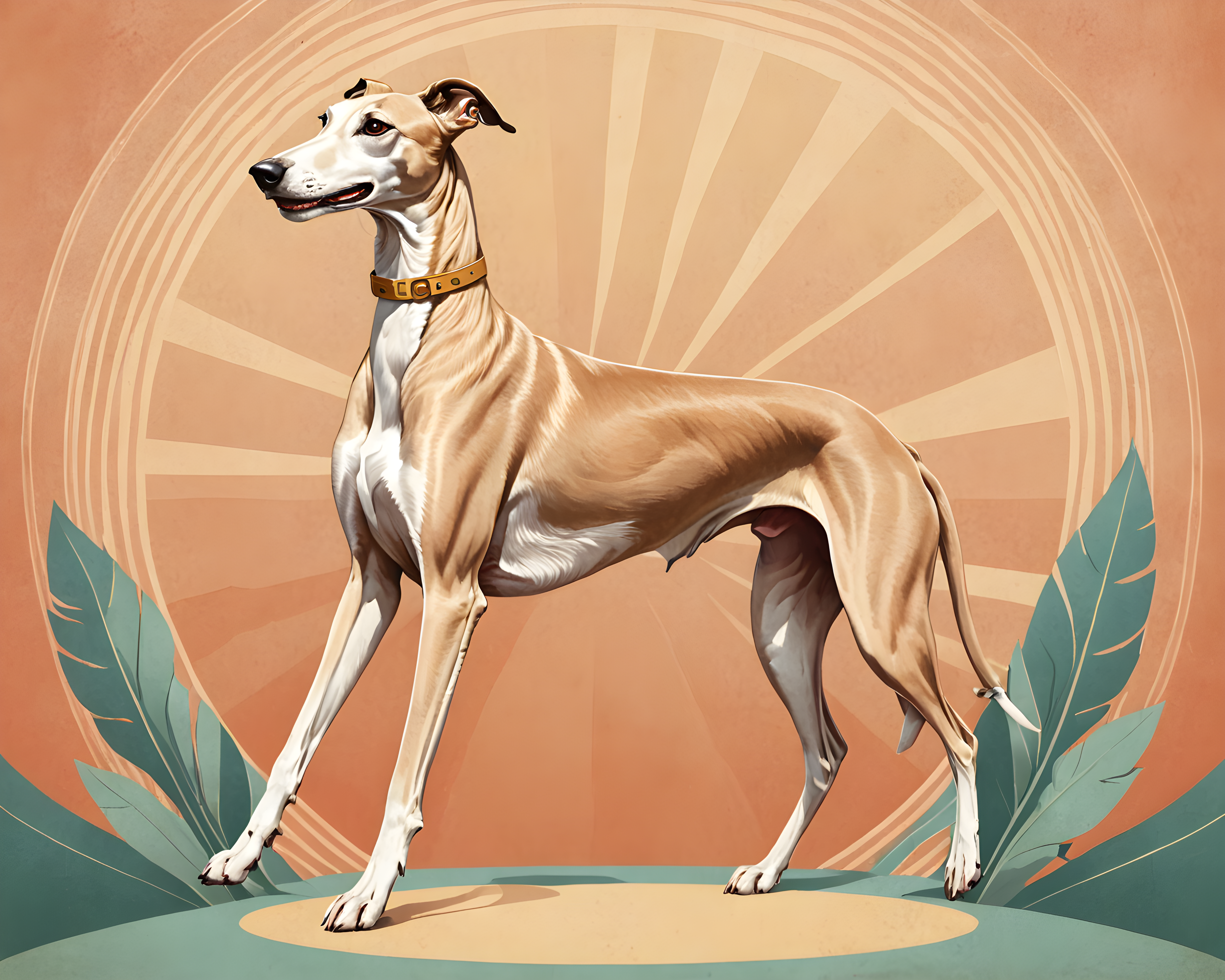 Art Deco Greyhound — Modern Aesthetic (Happy)