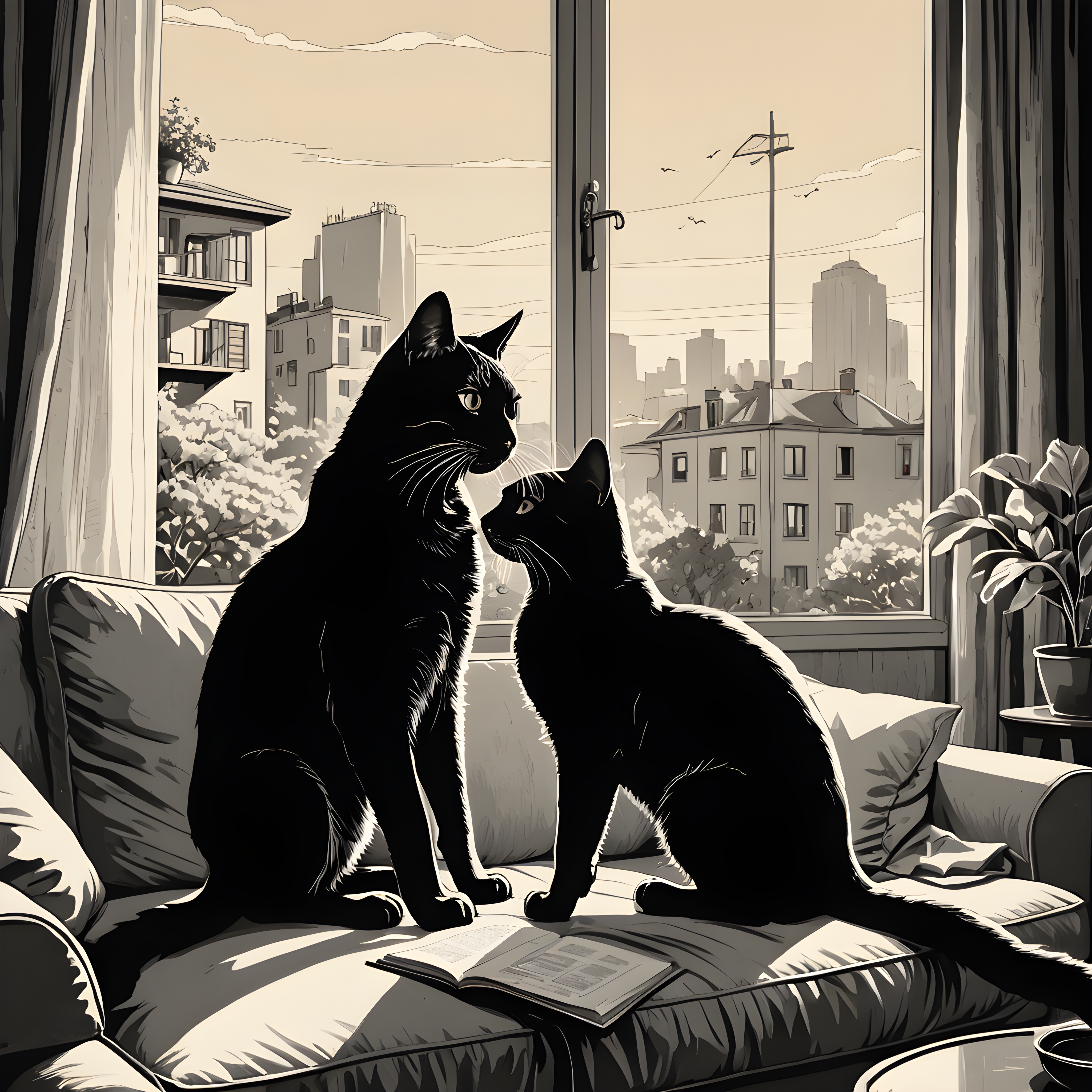 Film Noir Cat — Line Art (Lifestyle)