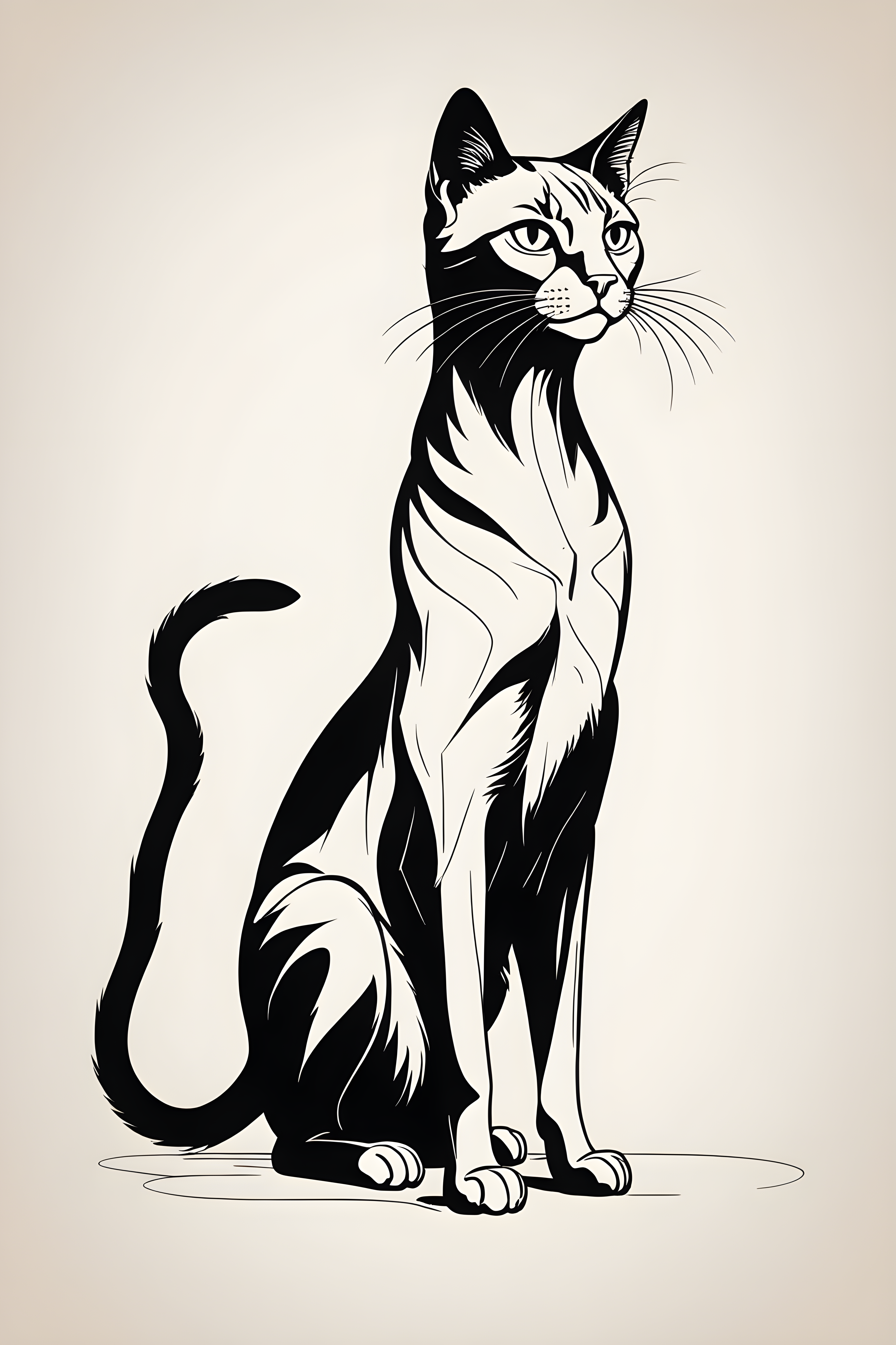Film Noir Cat — Minimalist Line Art (Motivational)